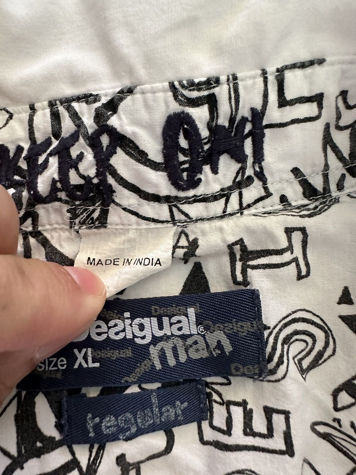 Desigual Desigual Patchwork Long Sleeve Shirt White Collar Size XL Size US L / EU 52-54 / 3 - 7 Thumbnail