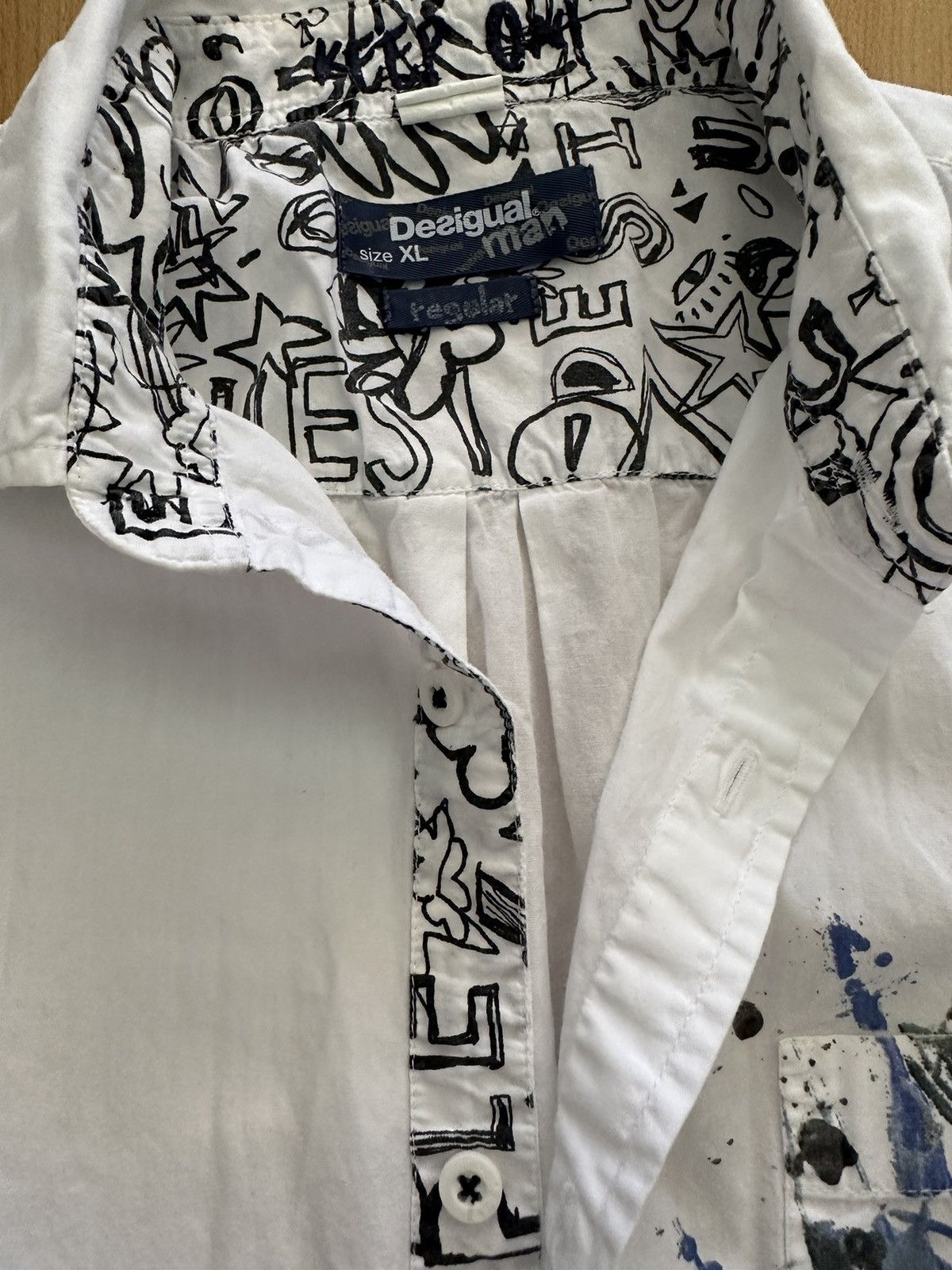Desigual Desigual Patchwork Long Sleeve Shirt White Collar Size XL Size US L / EU 52-54 / 3 - 5 Thumbnail