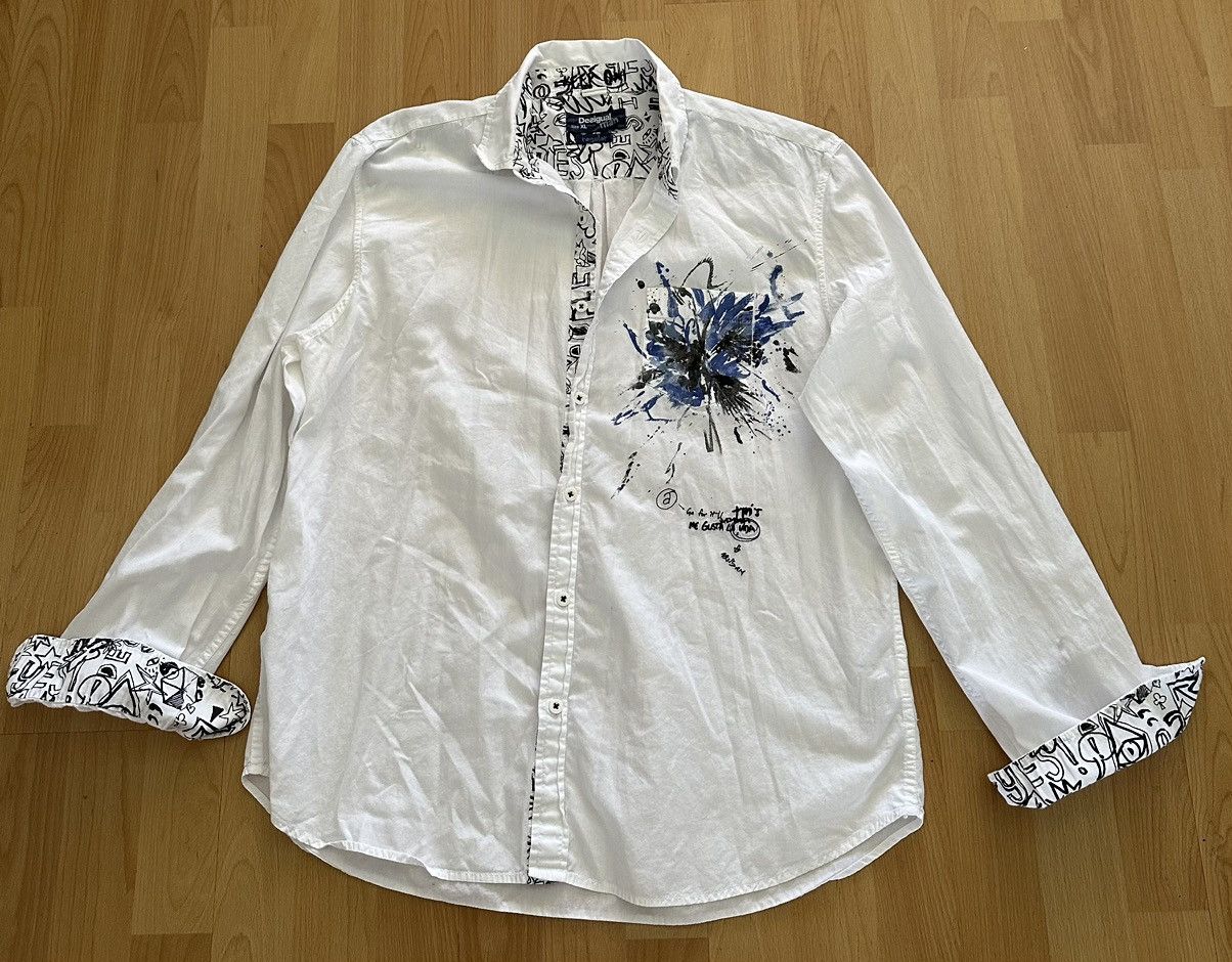 Desigual Desigual Patchwork Long Sleeve Shirt White Collar Size XL Size US L / EU 52-54 / 3 - 1 Thumbnail