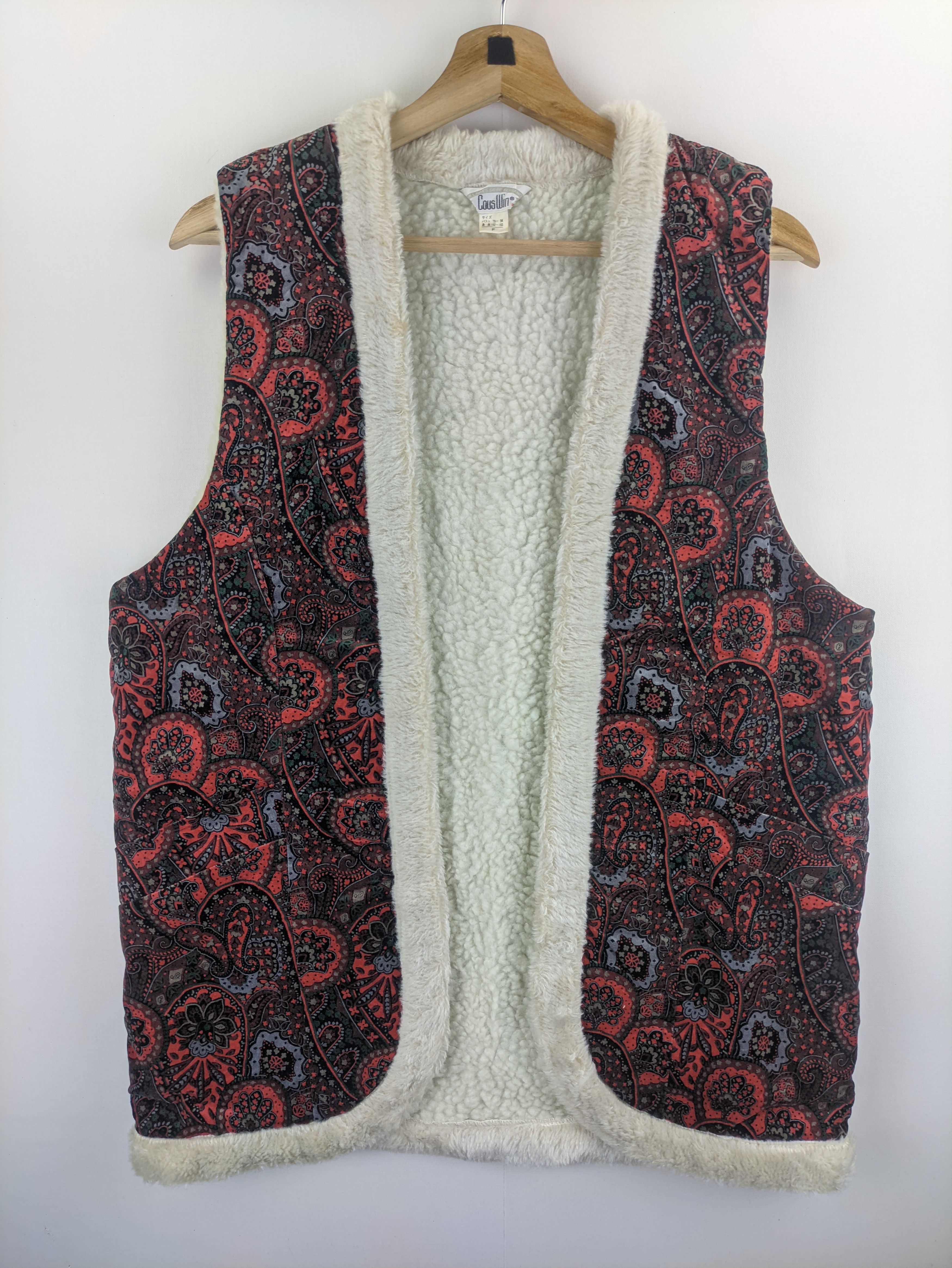 Japanese Brand Steals🔥Vintage Sherpa Vest Paisley by Couswin Size US M / EU 48-50 / 2 - 1 Thumbnail