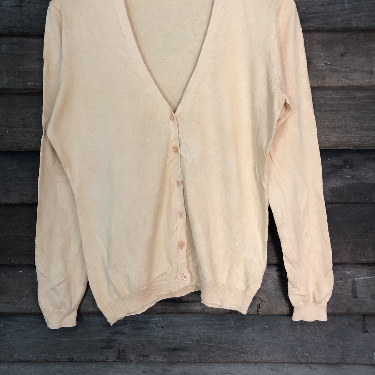 Homespun Knitwear Uniqlo Orange Cardigan knitwear thin japan vintage #7252 Size L / US 10 / IT 46 - 3 Thumbnail