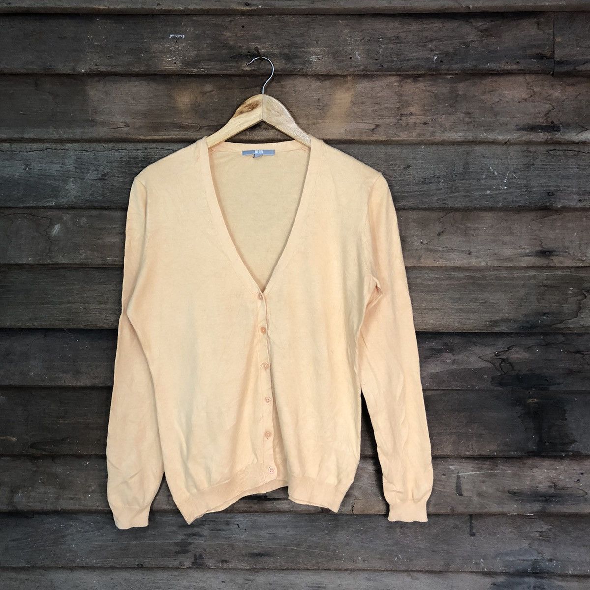 Homespun Knitwear Uniqlo Orange Cardigan knitwear thin japan vintage #7252 Size L / US 10 / IT 46 - 1 Thumbnail