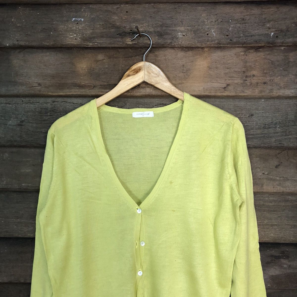 Homespun Knitwear LTS International Yellow Cardigan thin japan vintage #7249 Size M / US 6-8 / IT 42-44 - 2 Thumbnail