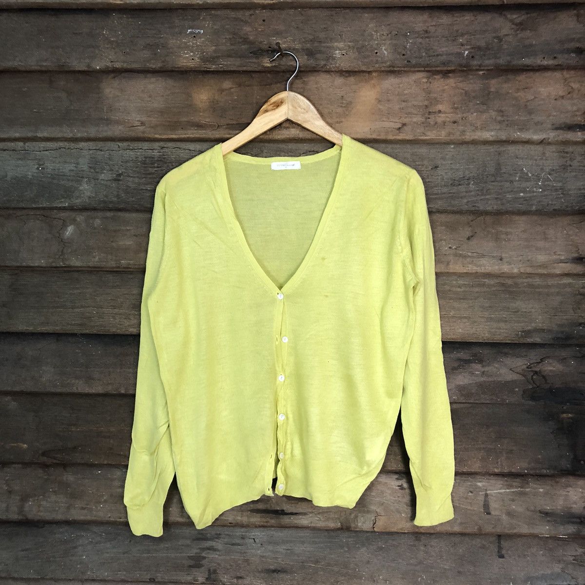 Homespun Knitwear LTS International Yellow Cardigan thin japan vintage #7249 Size M / US 6-8 / IT 42-44 - 1 Thumbnail