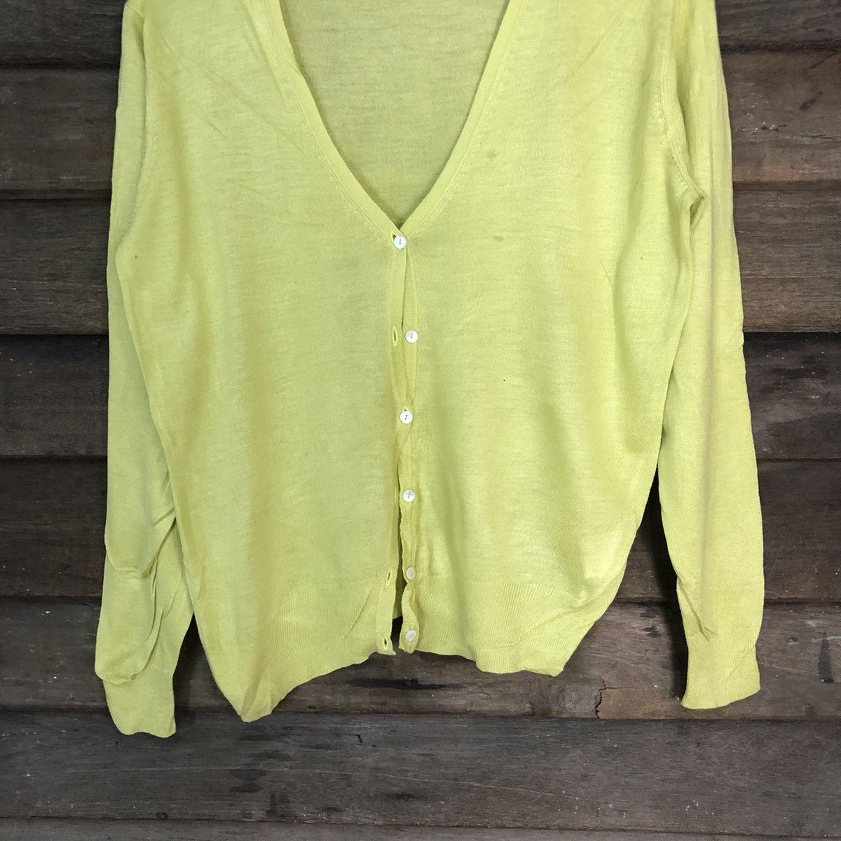 Homespun Knitwear LTS International Yellow Cardigan thin japan vintage #7249 Size M / US 6-8 / IT 42-44 - 3 Thumbnail