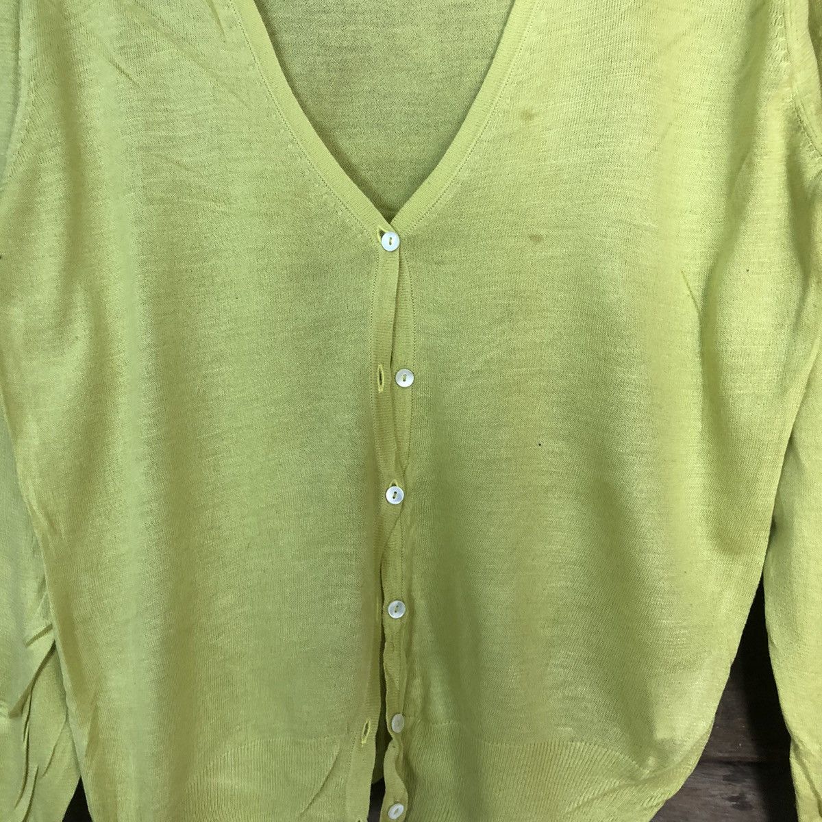 Homespun Knitwear LTS International Yellow Cardigan thin japan vintage #7249 Size M / US 6-8 / IT 42-44 - 5 Thumbnail