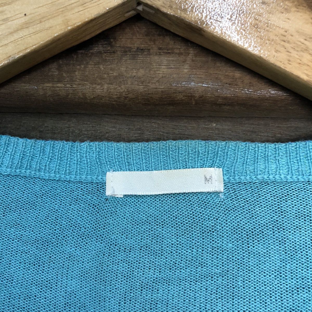 GU × Vintage GU Blue vintage thin knitwear Cardigans #7248 Size M / US 6-8 / IT 42-44 - 7 Thumbnail