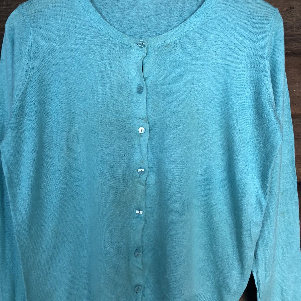 GU × Vintage GU Blue vintage thin knitwear Cardigans #7248 Size M / US 6-8 / IT 42-44 - 5 Thumbnail