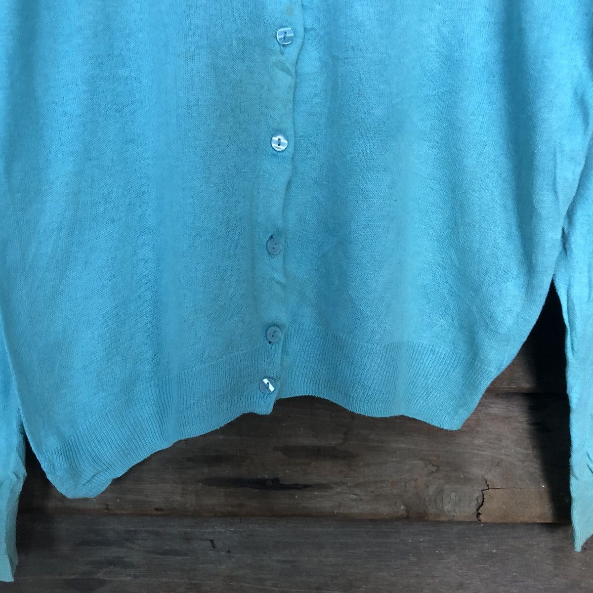 GU × Vintage GU Blue vintage thin knitwear Cardigans #7248 Size M / US 6-8 / IT 42-44 - 6 Thumbnail