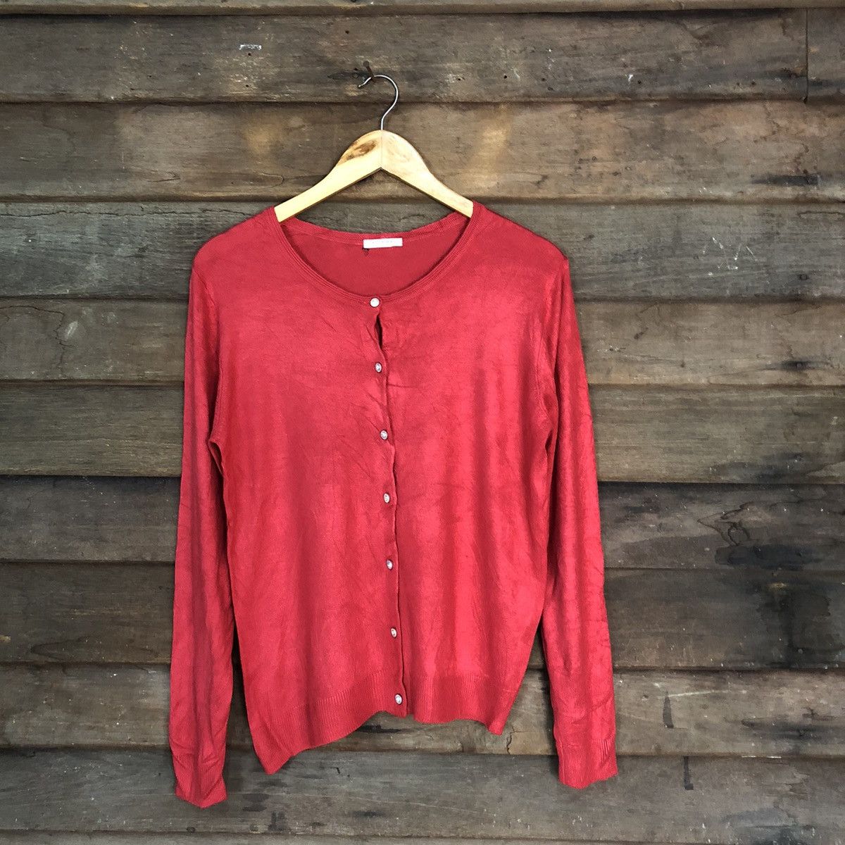Japanese Brand Glacier Red vintage knitwear japan Cardigans #7246 Size L / US 10 / IT 46 - 1 Thumbnail
