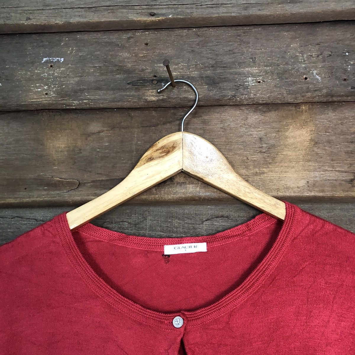 Japanese Brand Glacier Red vintage knitwear japan Cardigans #7246 Size L / US 10 / IT 46 - 4 Thumbnail