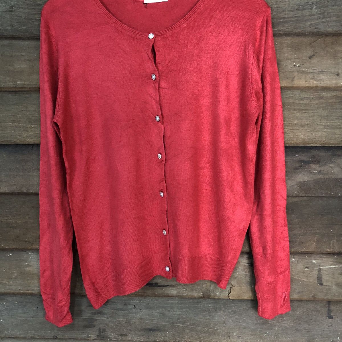 Japanese Brand Glacier Red vintage knitwear japan Cardigans #7246 Size L / US 10 / IT 46 - 3 Thumbnail