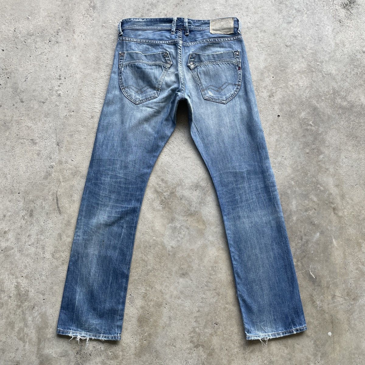 Jean × Replay × Vintage Vintage Replay Fly Button Distressed Denim Jeans Pants Faded Size US 33 - 16 Thumbnail