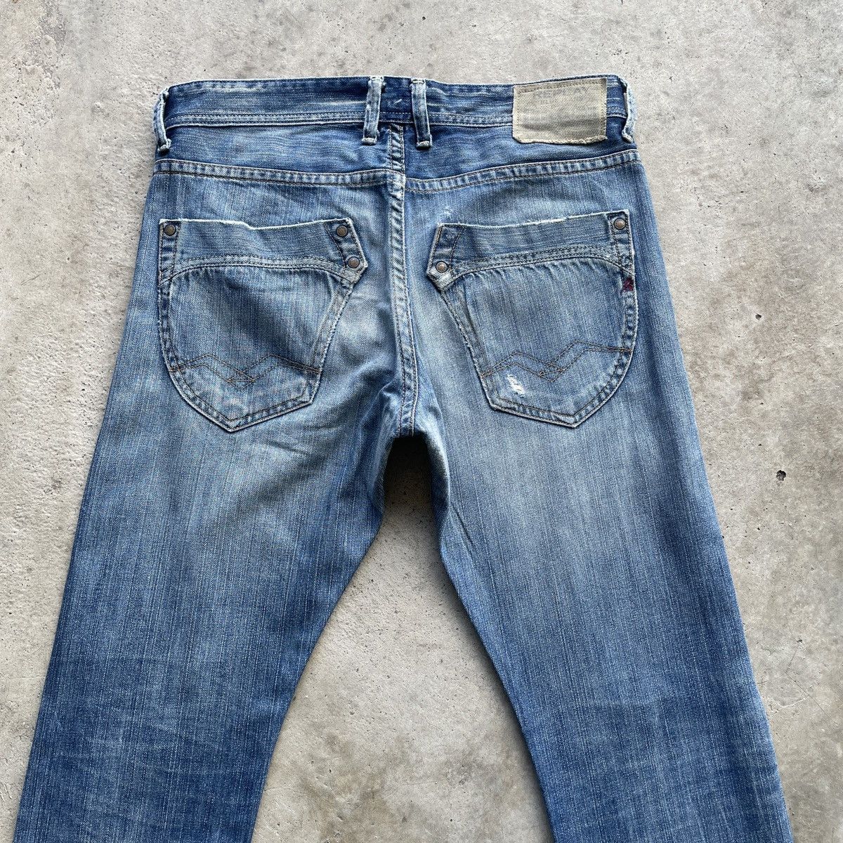 Jean × Replay × Vintage Vintage Replay Fly Button Distressed Denim Jeans Pants Faded Size US 33 - 14 Thumbnail