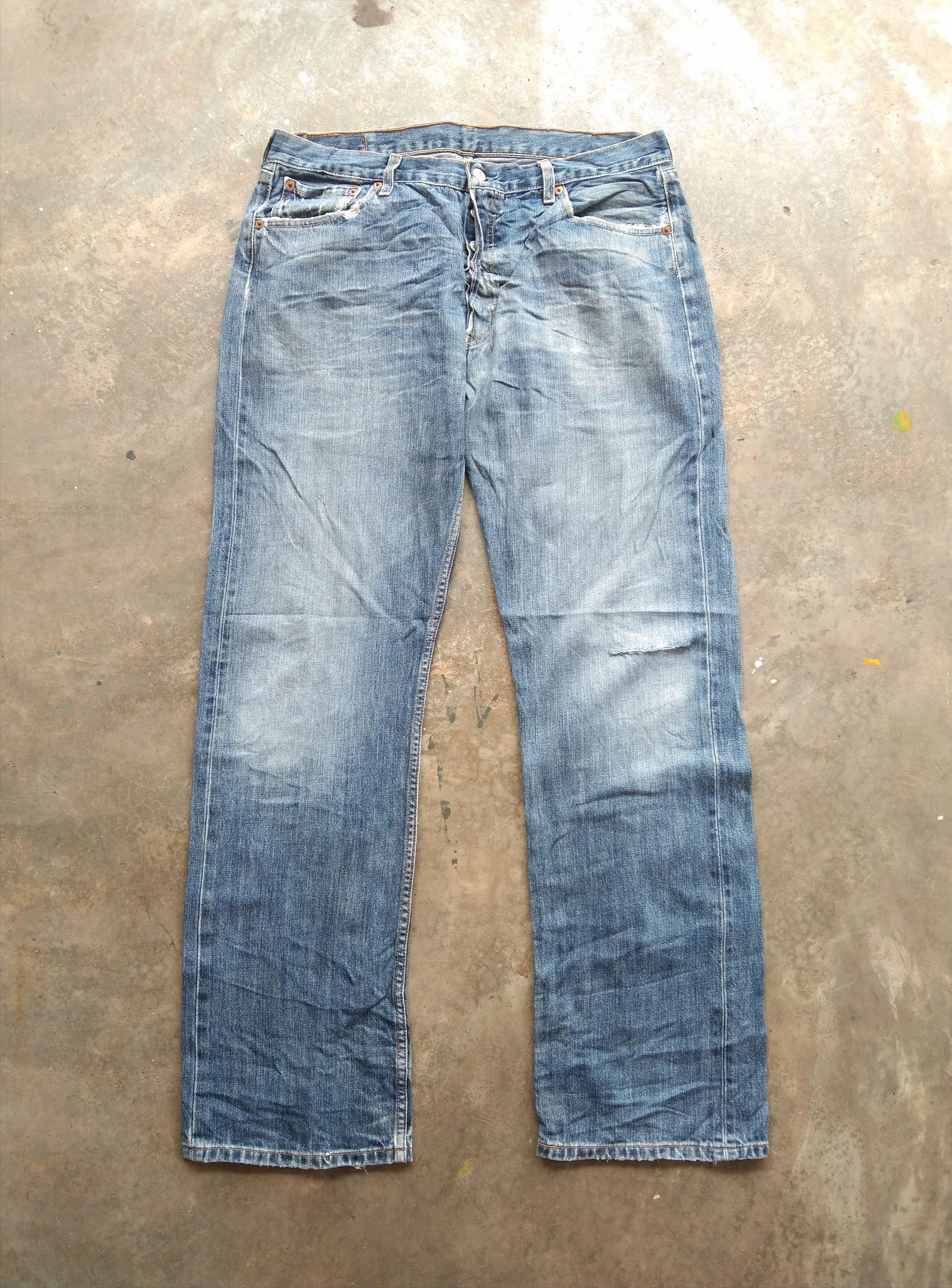 Levi's Vintage Levi's 501 Straight Leg Distressed Jeans 36x34 Size US 36 / EU 52 - 1 Thumbnail