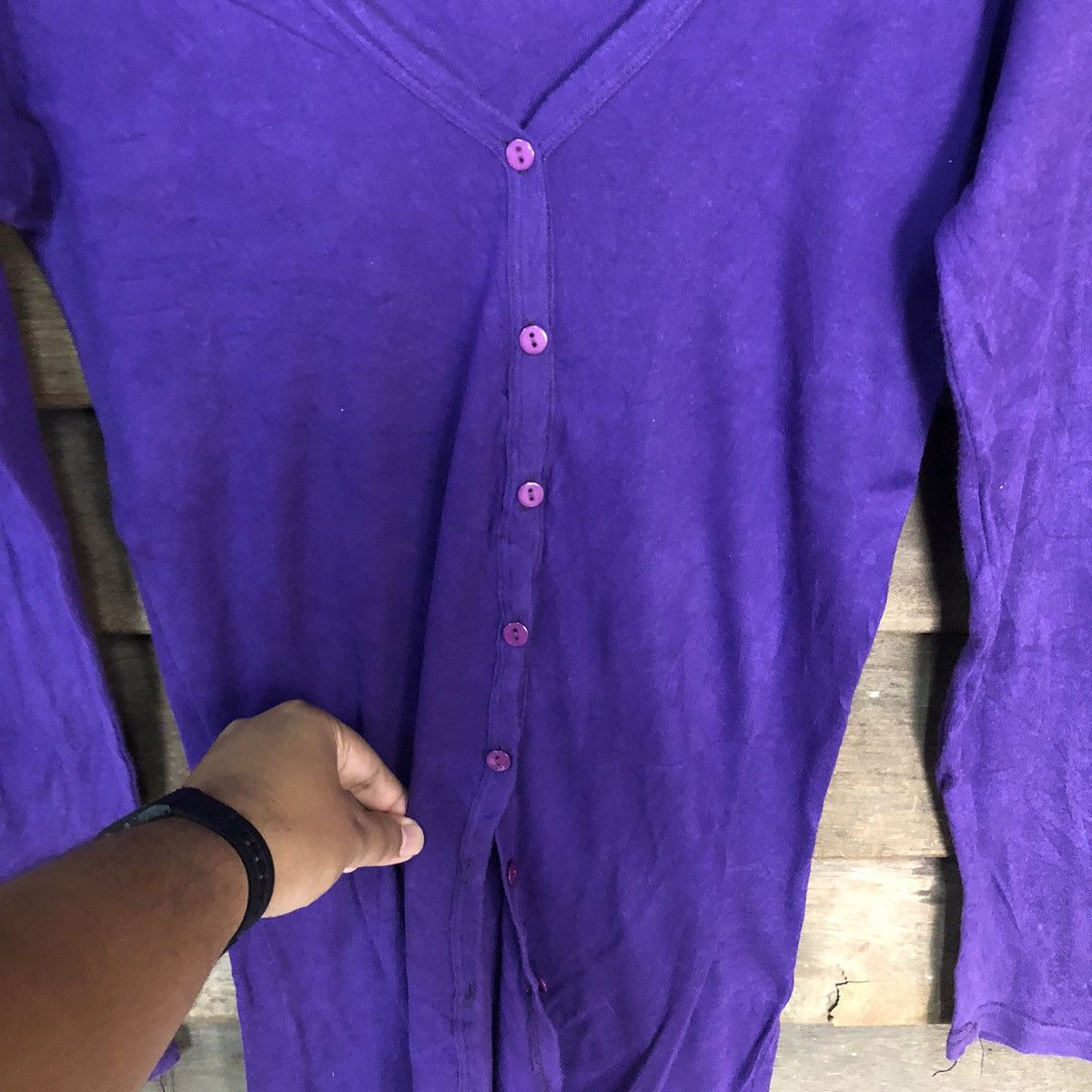 Homespun Knitwear Japan vintage streetwear thin knitwear Purple Cardigan #7245 Size M / US 6-8 / IT 42-44 - 5 Thumbnail