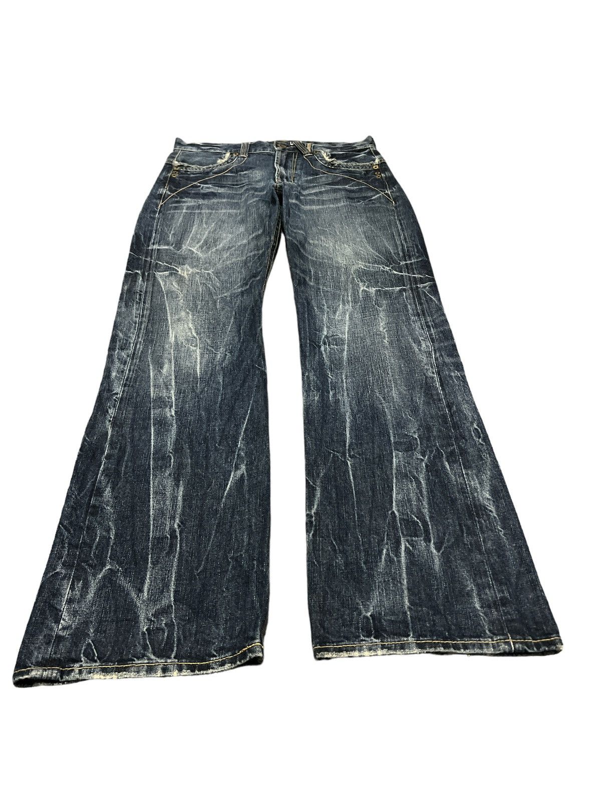 Japanese Brand × Vintage FLARED💥UNKNOWN BRAND DISTRESSED DENIM PANT Size US 33 - 2 Thumbnail