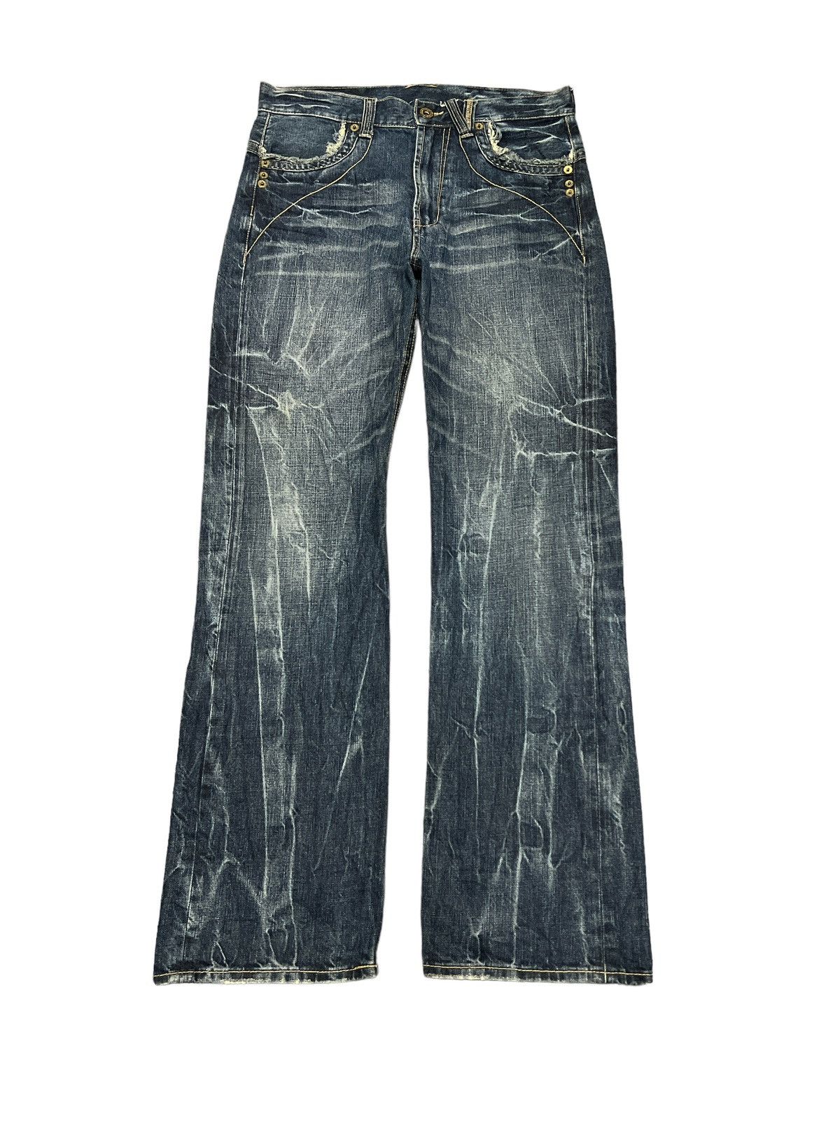 Japanese Brand × Vintage FLARED💥UNKNOWN BRAND DISTRESSED DENIM PANT Size US 33 - 1 Thumbnail