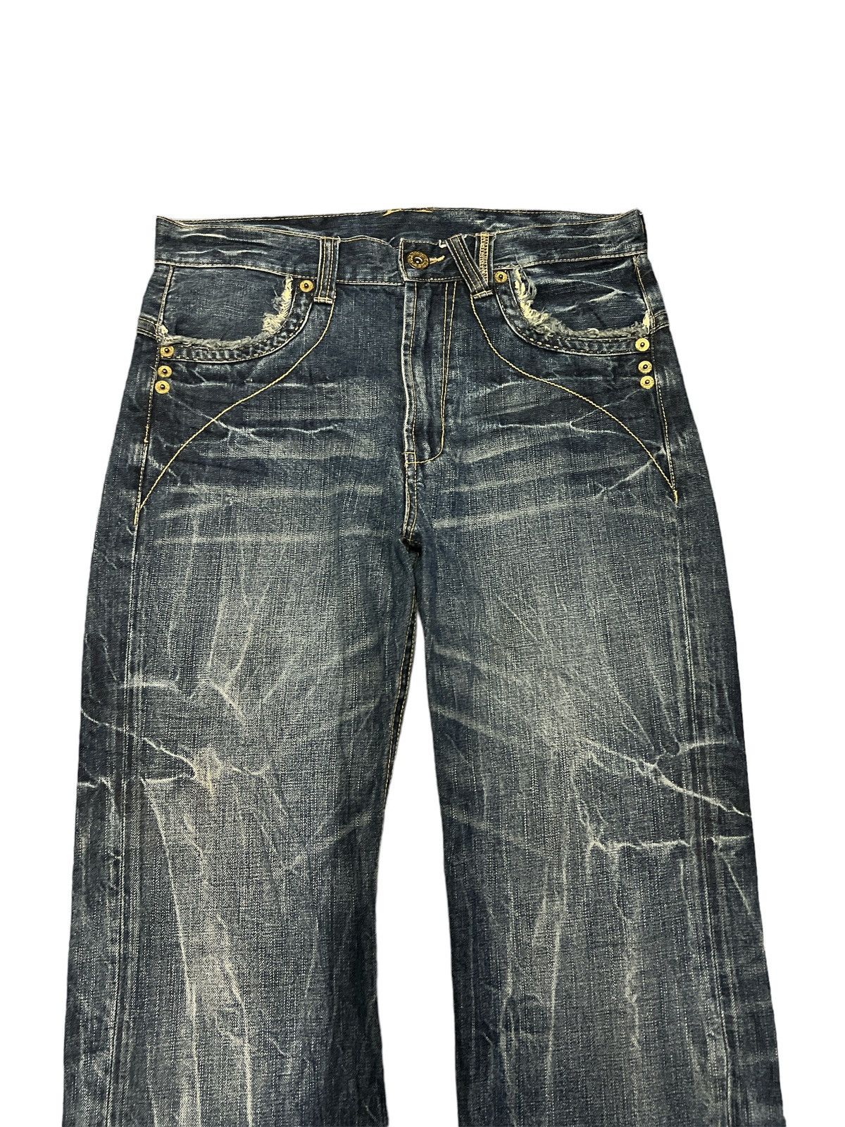 Japanese Brand × Vintage FLARED💥UNKNOWN BRAND DISTRESSED DENIM PANT Size US 33 - 3 Thumbnail