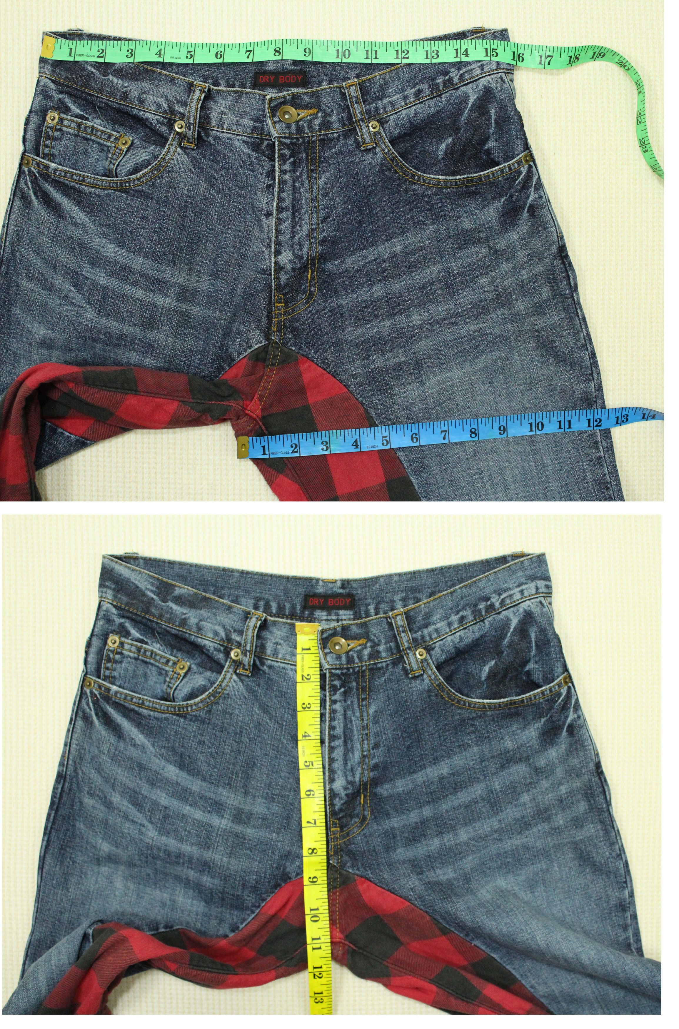 Japanese Brand DRY BODY Denim Pants Tartan Patchwork Size US 31 - 9 Thumbnail