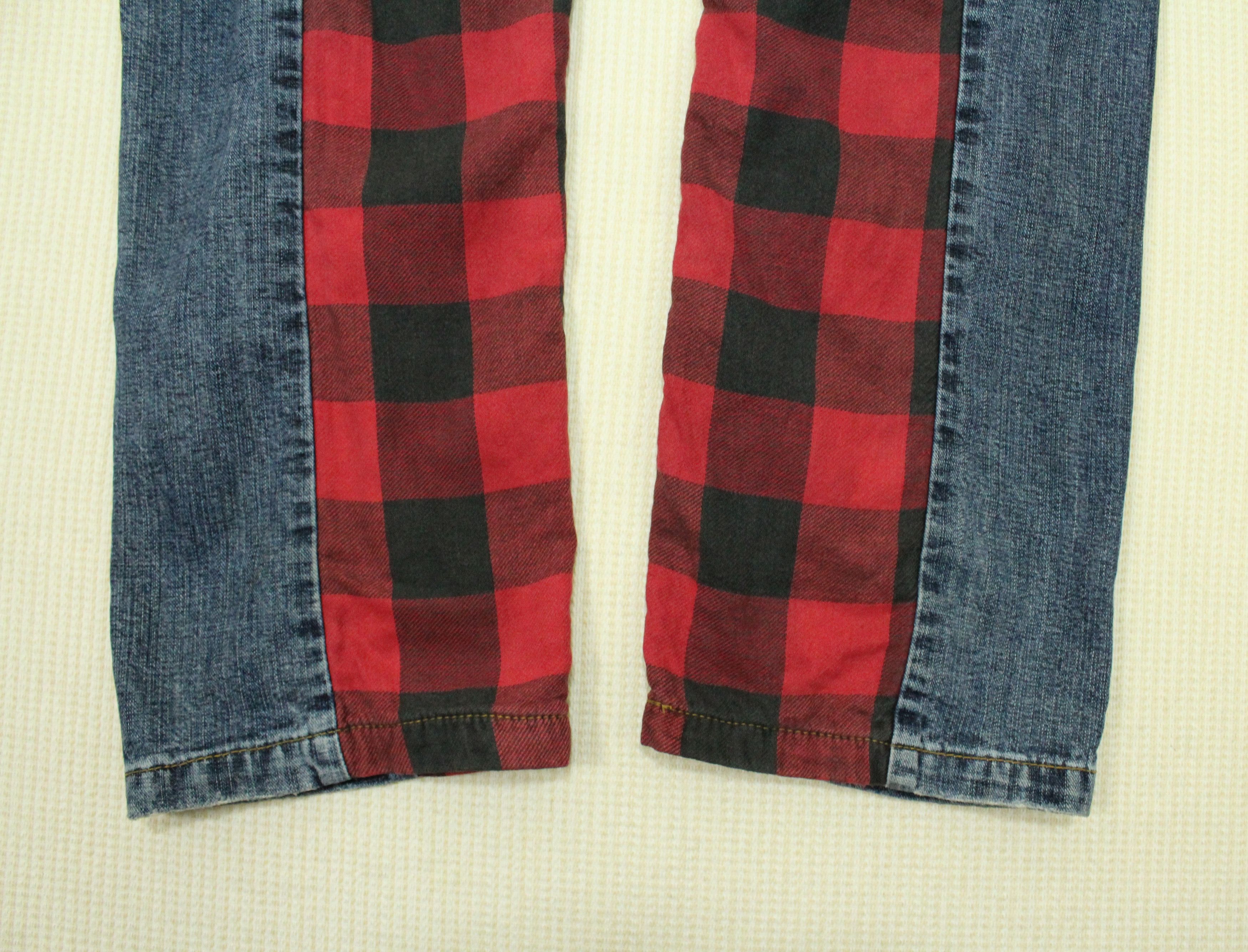 Japanese Brand DRY BODY Denim Pants Tartan Patchwork Size US 31 - 6 Thumbnail