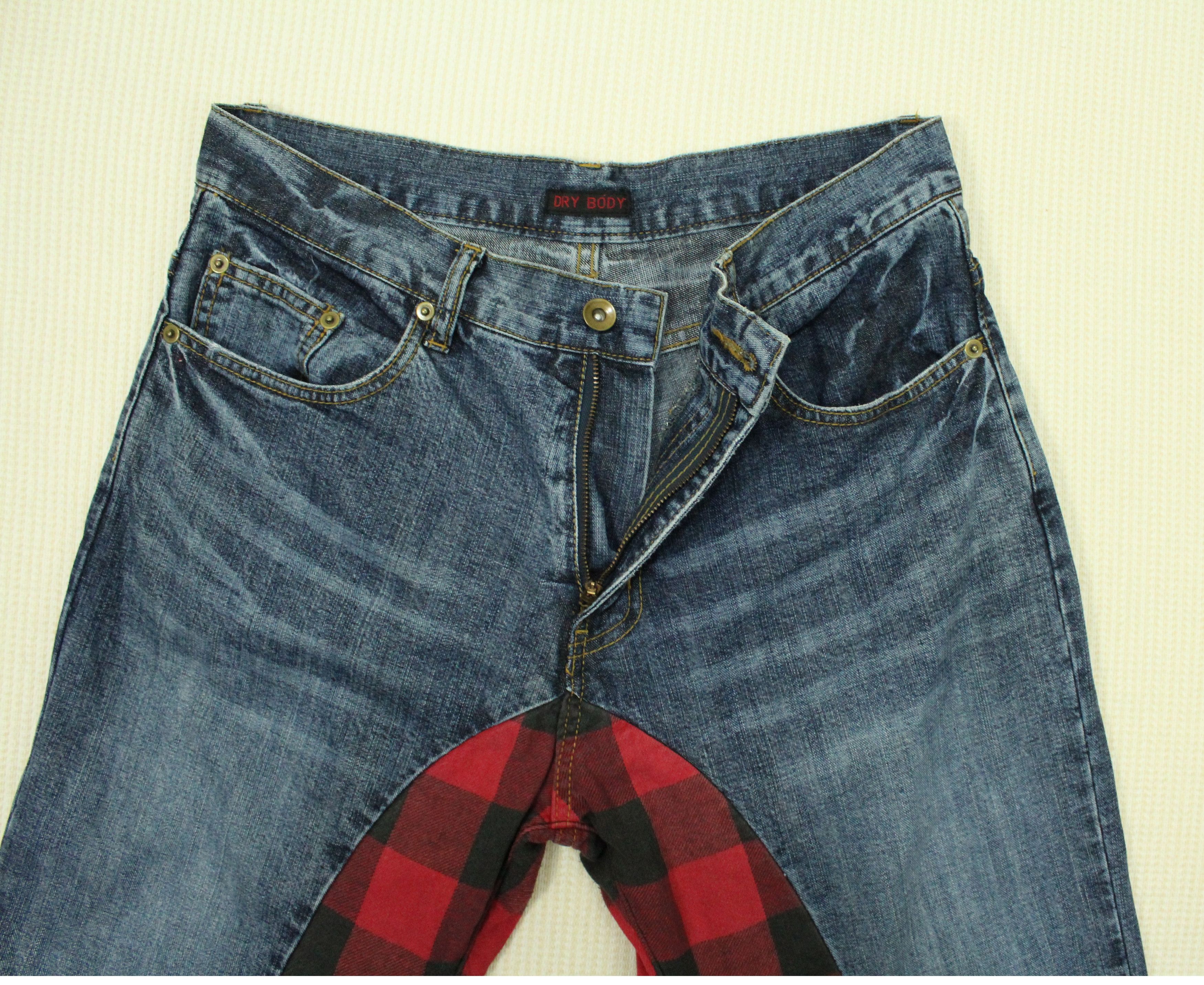 Japanese Brand DRY BODY Denim Pants Tartan Patchwork Size US 31 - 7 Thumbnail
