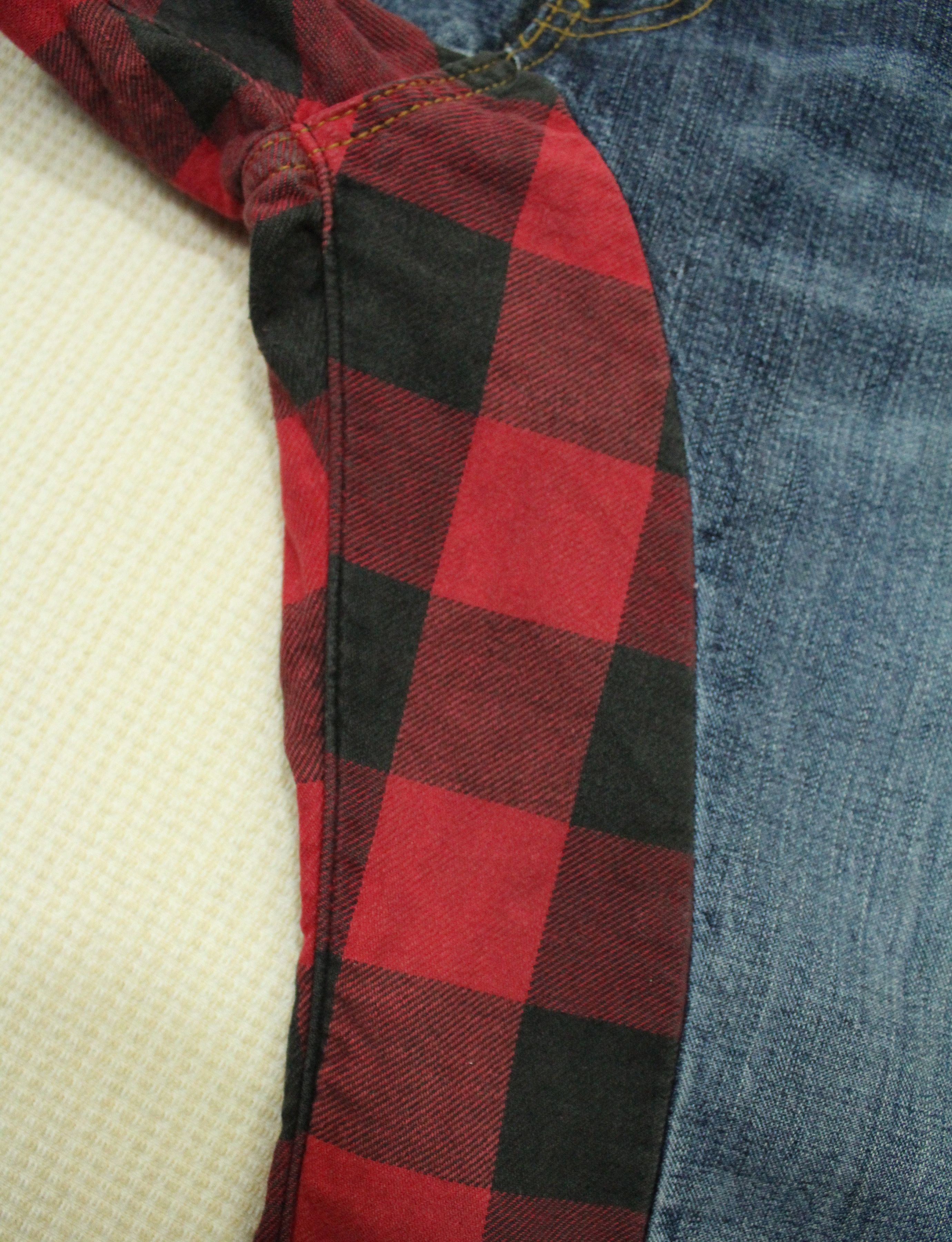Japanese Brand DRY BODY Denim Pants Tartan Patchwork Size US 31 - 4 Thumbnail