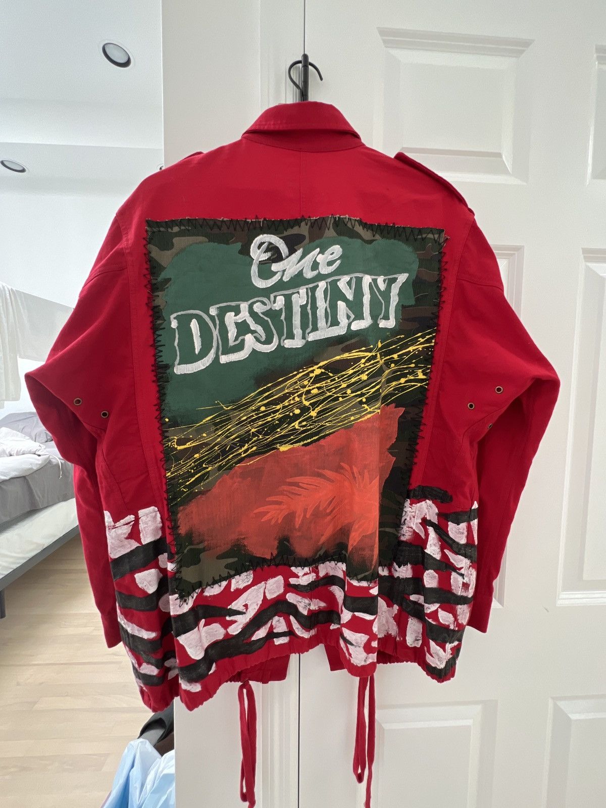 Faith Connexion Red Hand-Painted Army Jacket