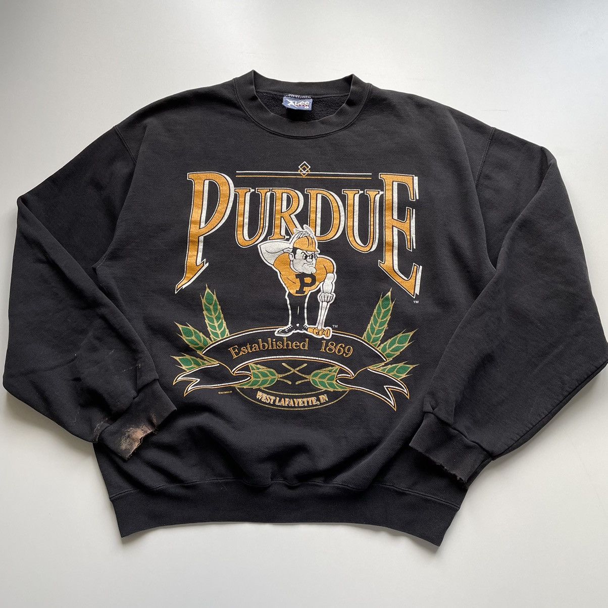image of NCAA x Vintage 90's Purdue University Boilermaker Graphic T Shirt in Black, Men's (Size Large)