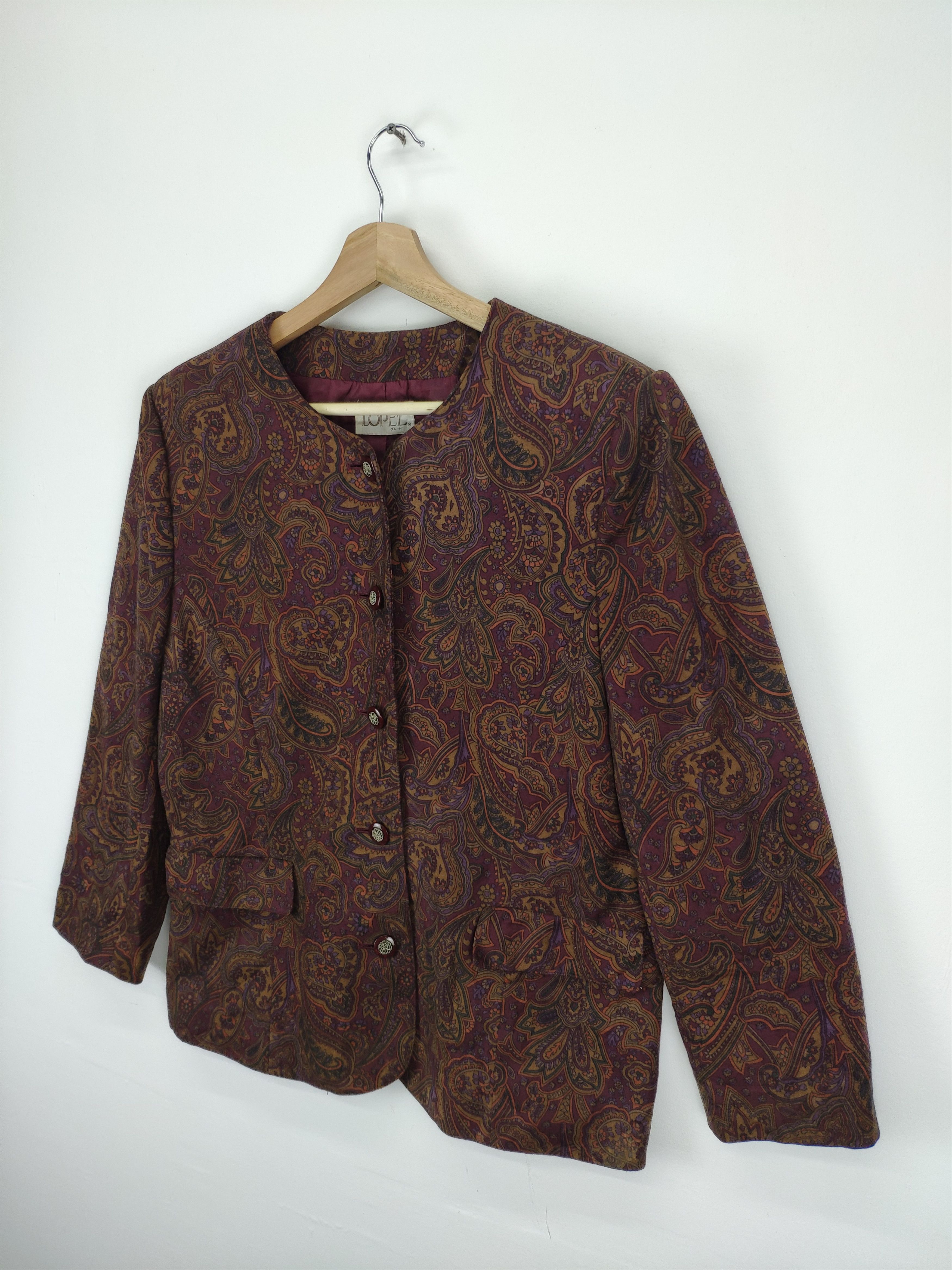 Japanese Brand × Vintage Vintage Japanese Velvet Coat Blazer Jacket Fullprint Size M / US 6-8 / IT 42-44 - 2 Thumbnail