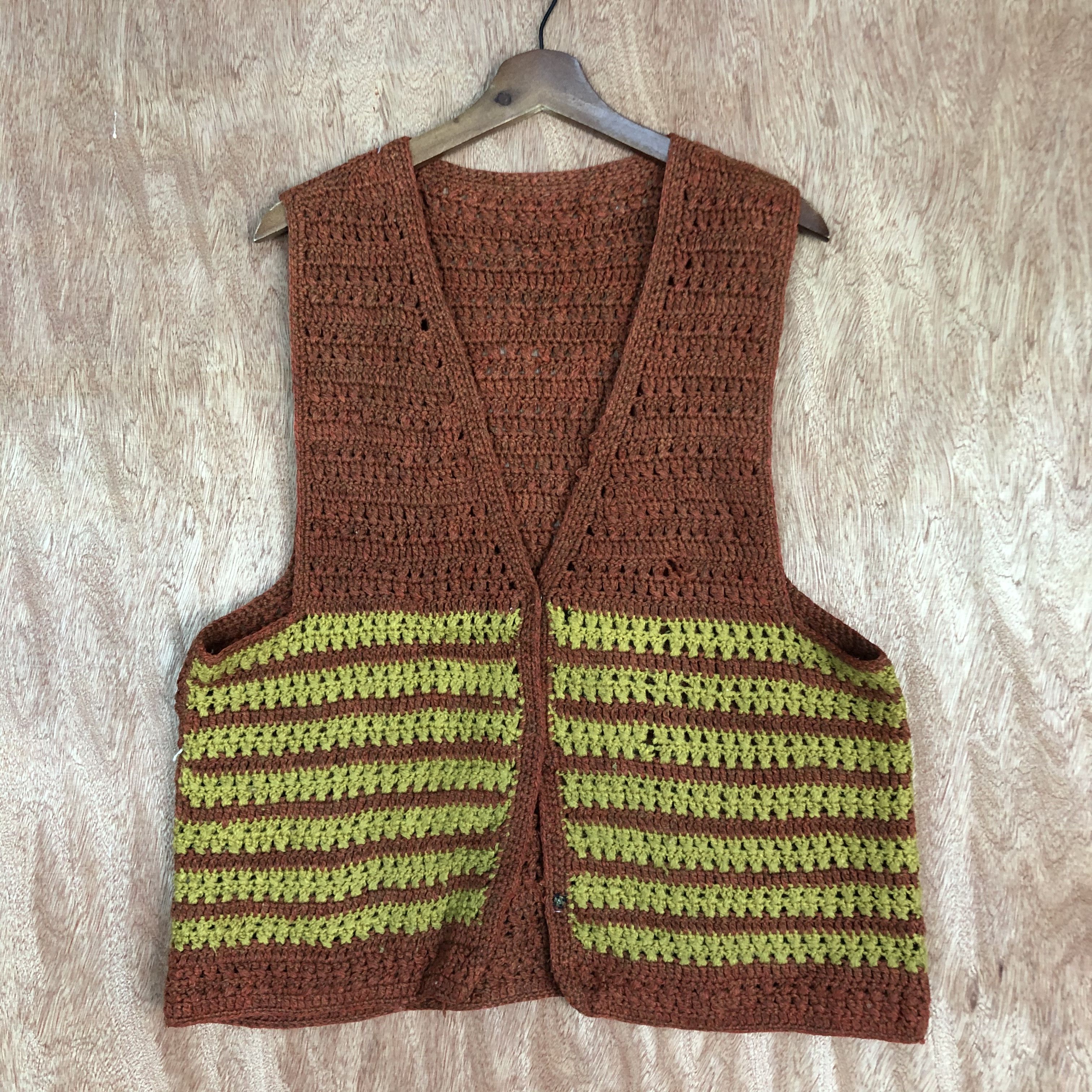 Aran Isles Knitwear Japan Brand Brown crochet vintage cardigan Vest #c451DLL Size M / US 6-8 / IT 42-44 - 3 Thumbnail