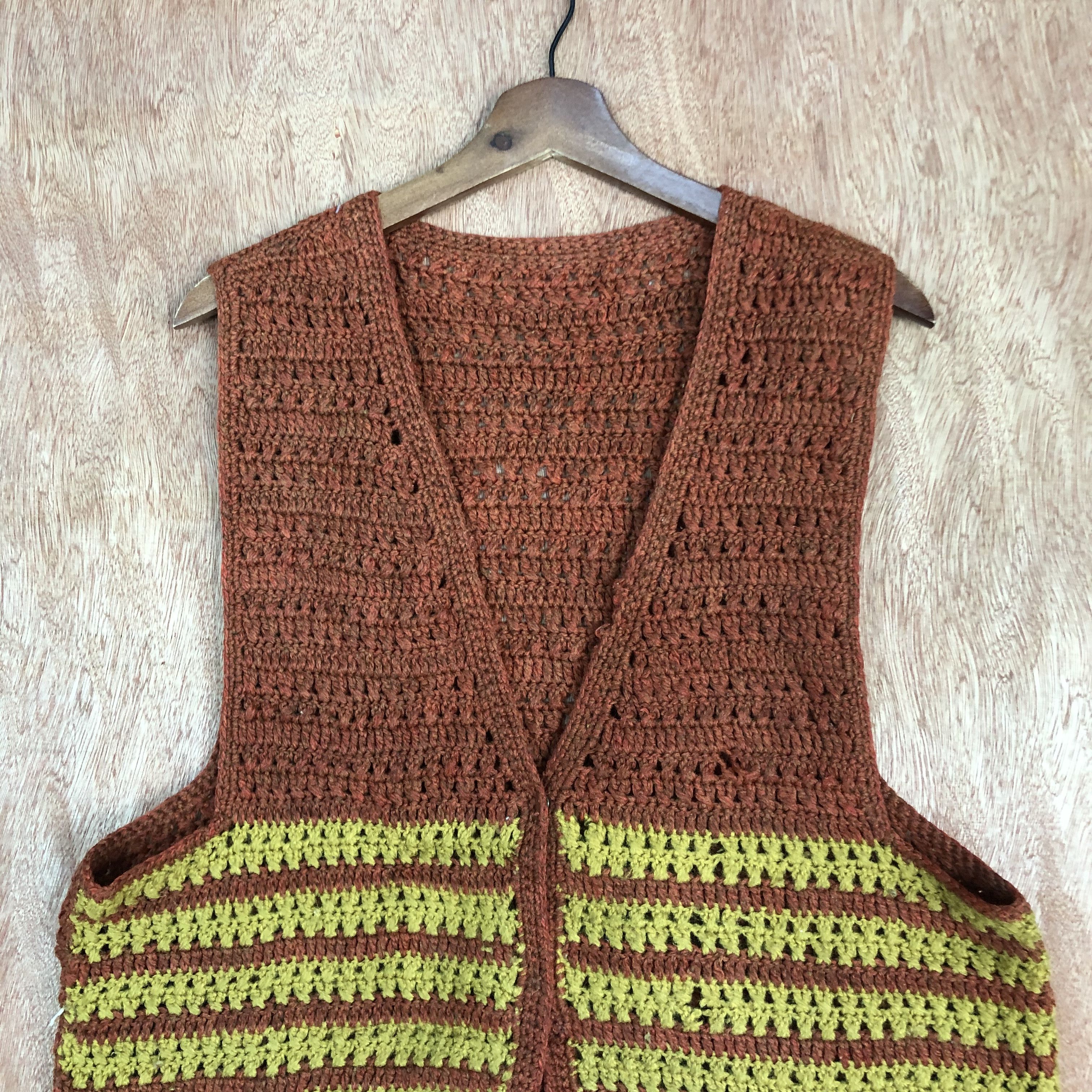 Aran Isles Knitwear Japan Brand Brown crochet vintage cardigan Vest #c451DLL Size M / US 6-8 / IT 42-44 - 2 Thumbnail