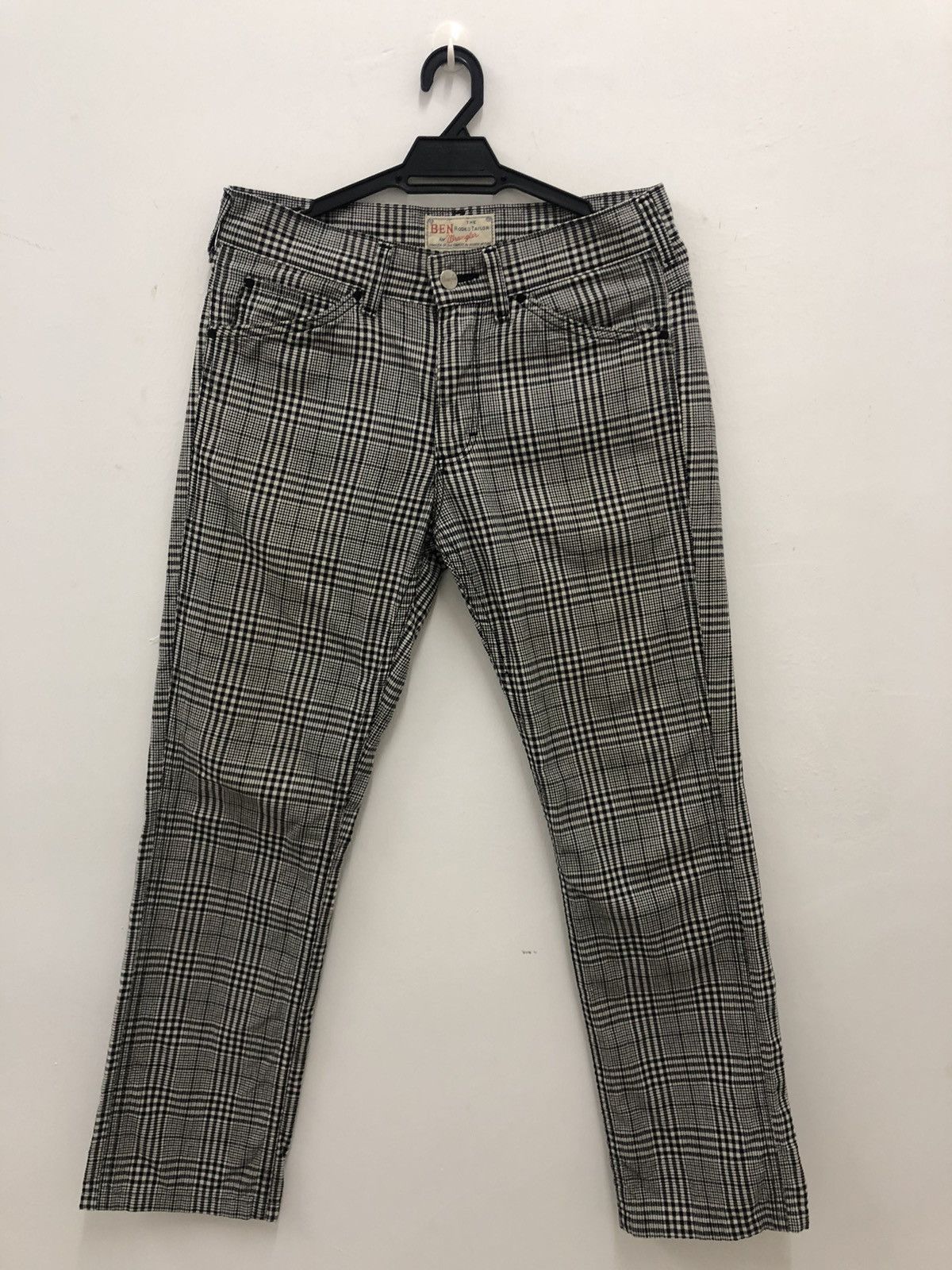 image of Vintage Wrangler Blue Bell Japan Plaid Tartan Pant in Black/White, Men's (Size 29)