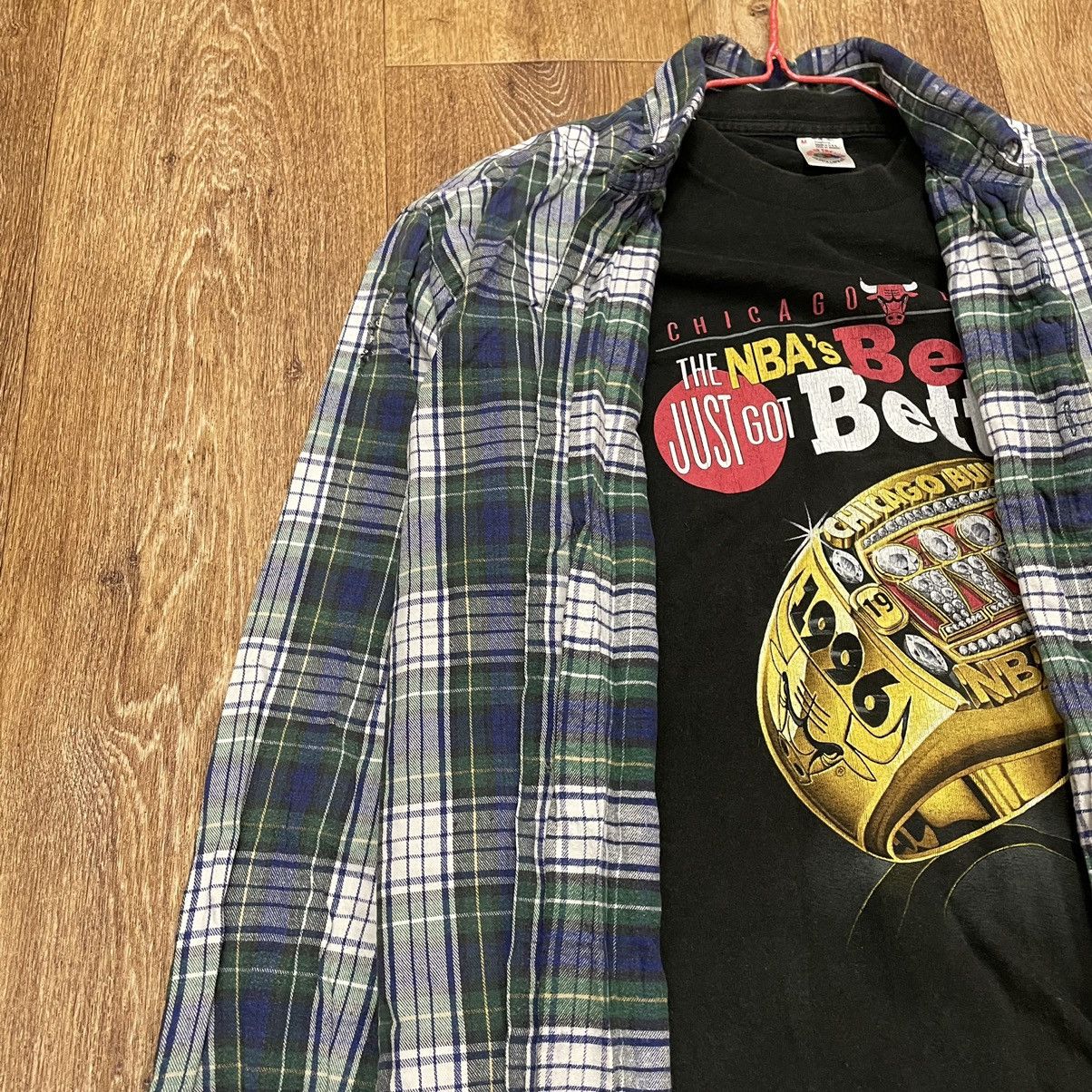 Vintage Vintage 90s Plaid Shirt Graphic Tee Layering Skate Grunge L Size US L / EU 52-54 / 3 - 4 Thumbnail