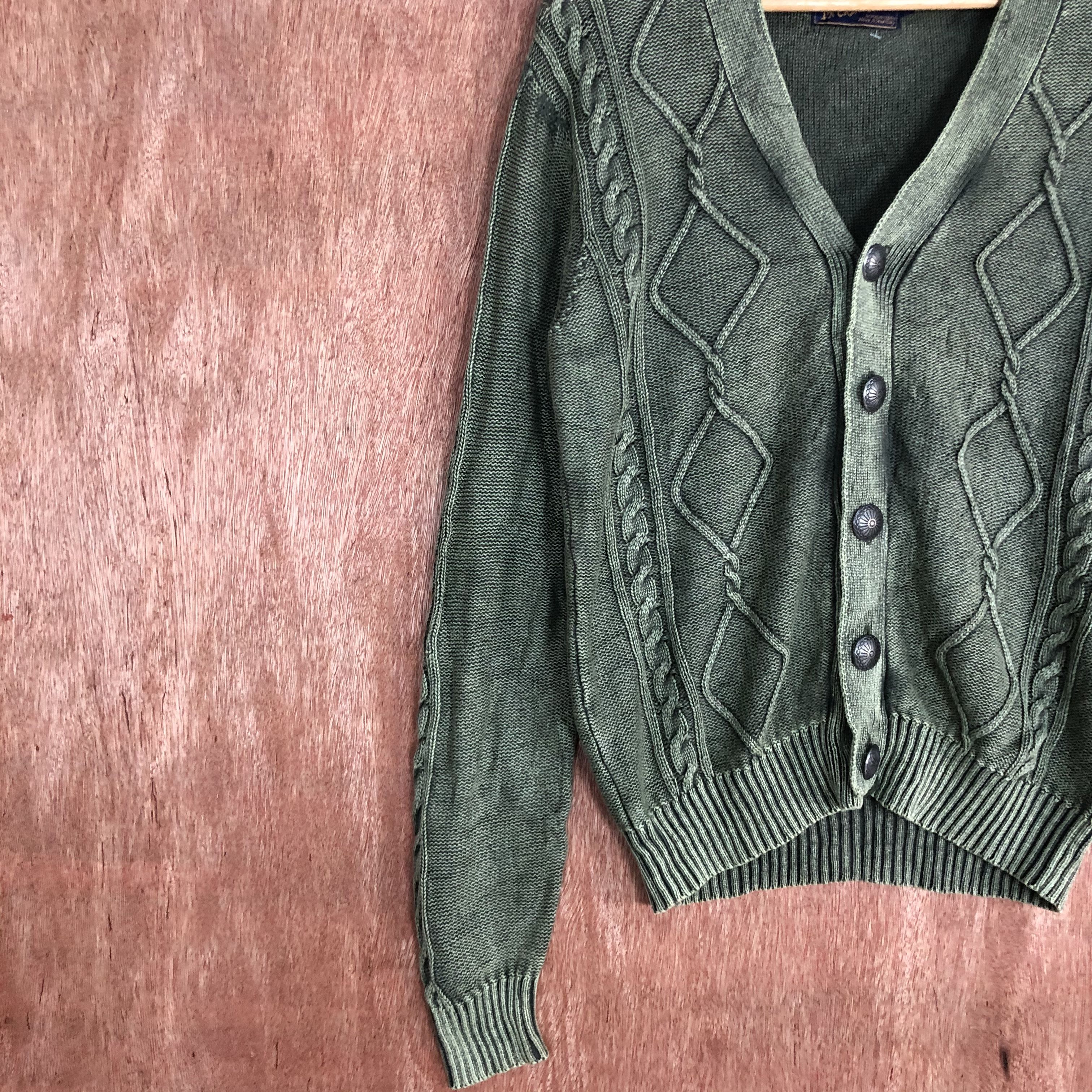Vintage DL Increwsive Green faded vtg street knitwear Cardigan #c494 Size US L / EU 52-54 / 3 - 7 Thumbnail