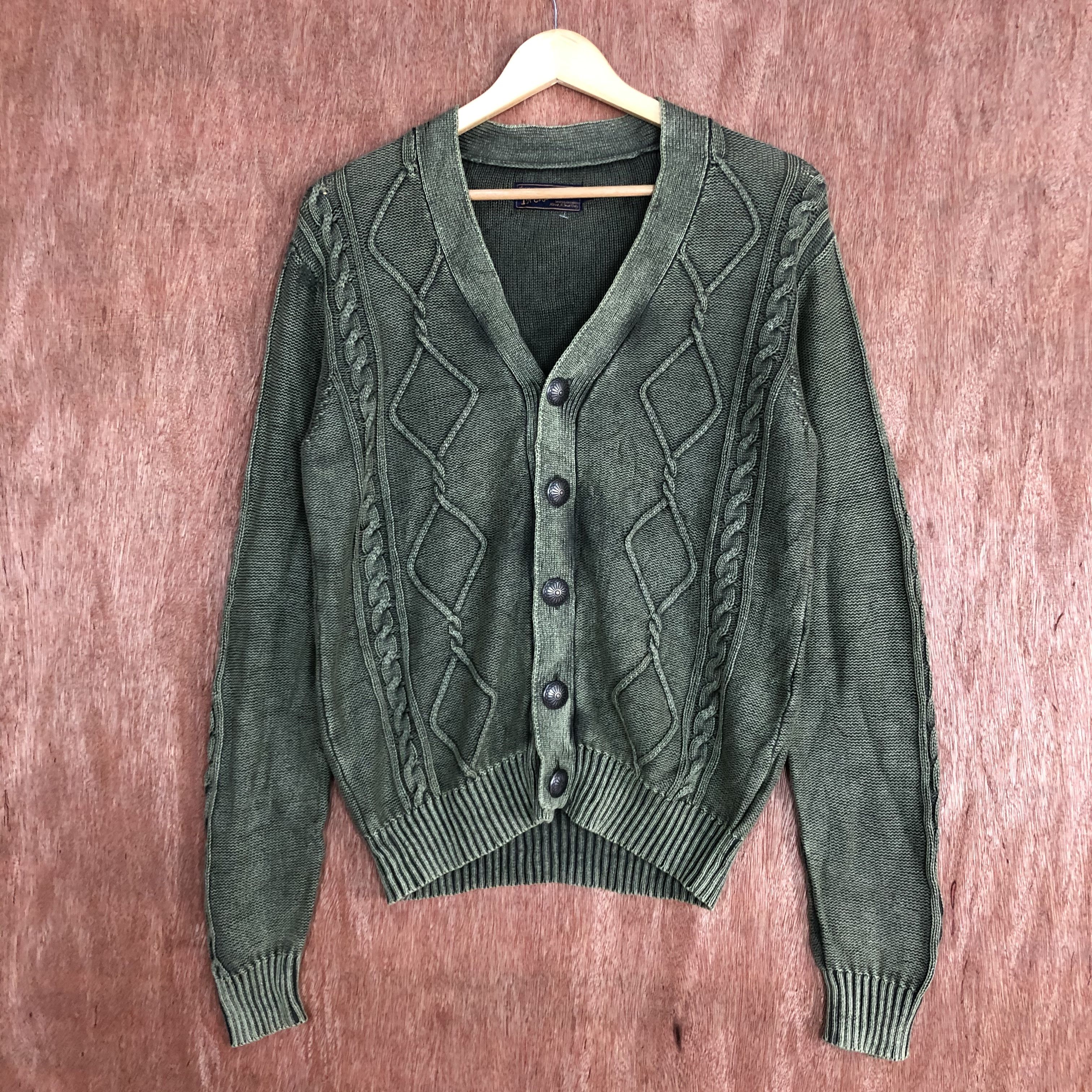 Vintage DL Increwsive Green faded vtg street knitwear Cardigan #c494 Size US L / EU 52-54 / 3 - 3 Thumbnail