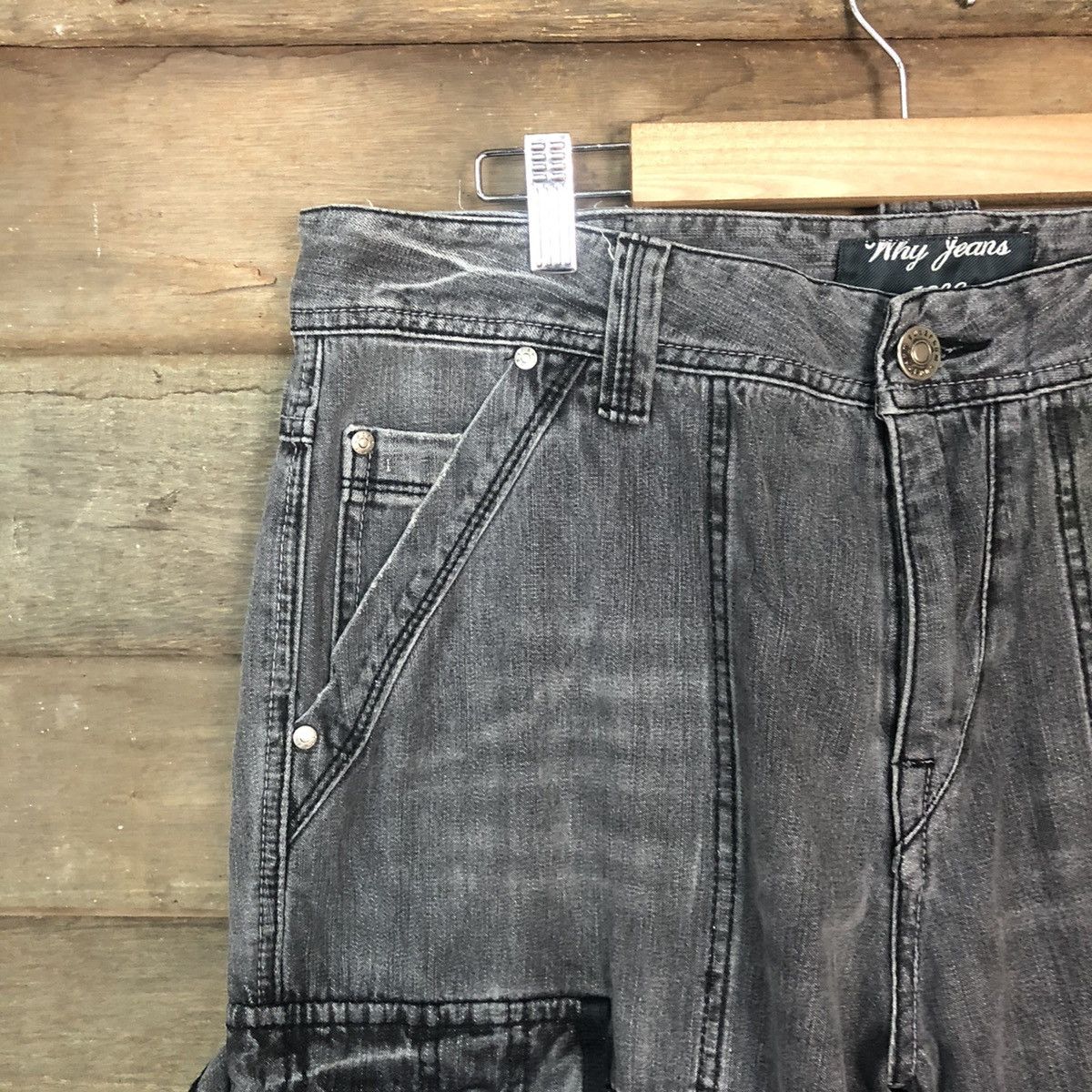 Japanese Brand Why Jeans denim multipocket Grey Cargo Pants #3411DL Size US 34 / EU 50 - 4 Thumbnail