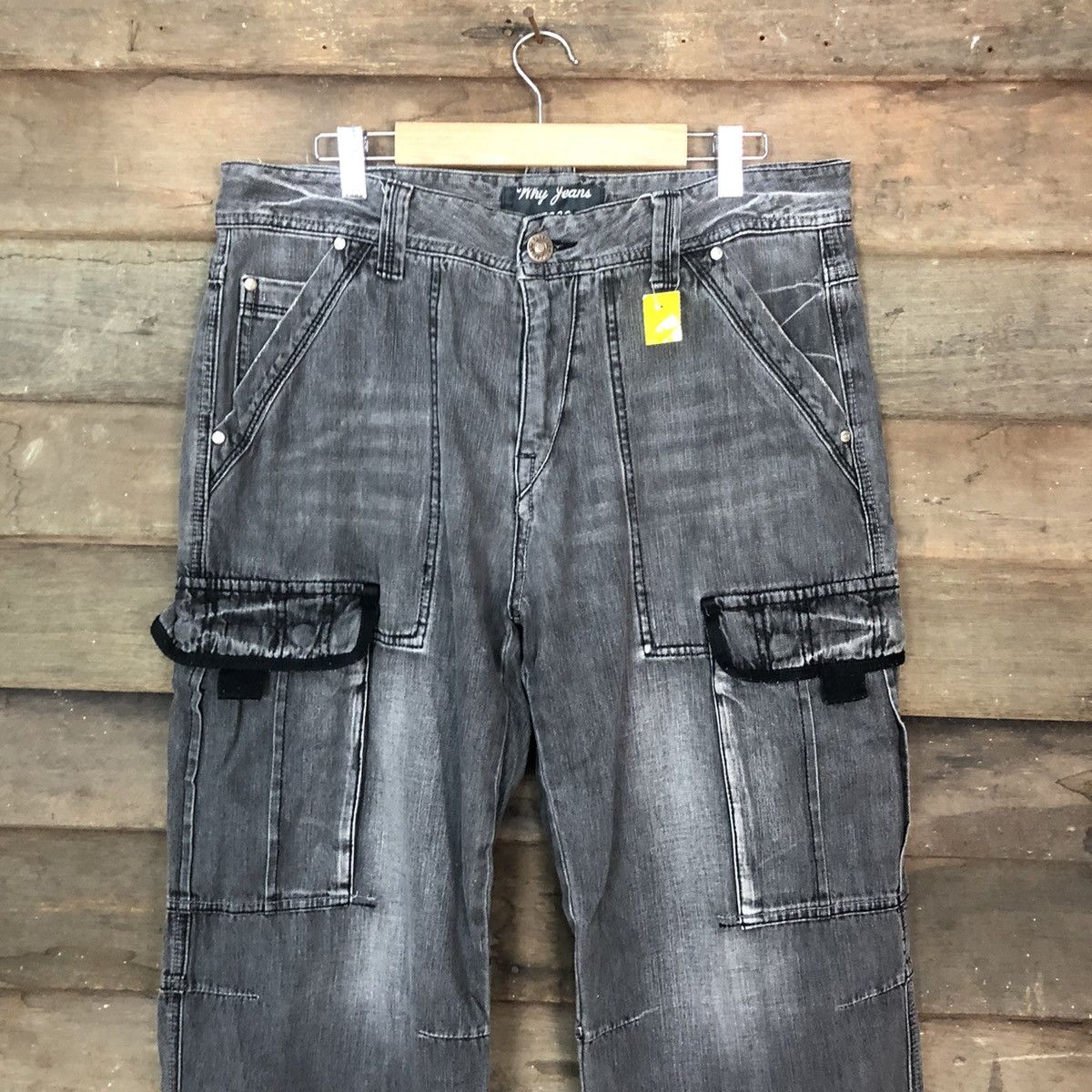 Japanese Brand Why Jeans denim multipocket Grey Cargo Pants #3411DL Size US 34 / EU 50 - 2 Thumbnail
