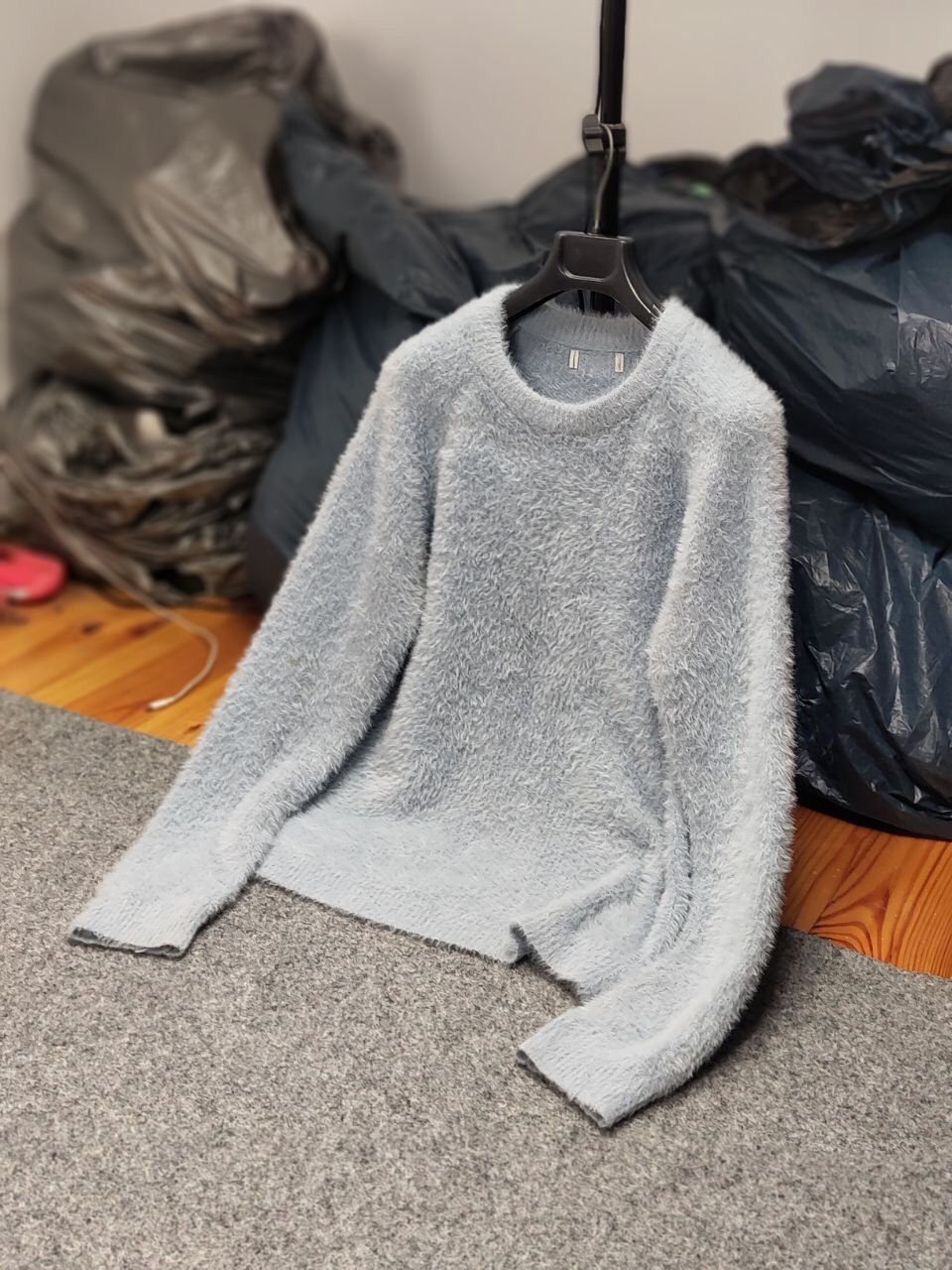 Japanese Brand Vintage 90's Japanese Blue Mohair Style Fuzzy Sweater Hype Size M / US 6-8 / IT 42-44 - 14 Thumbnail