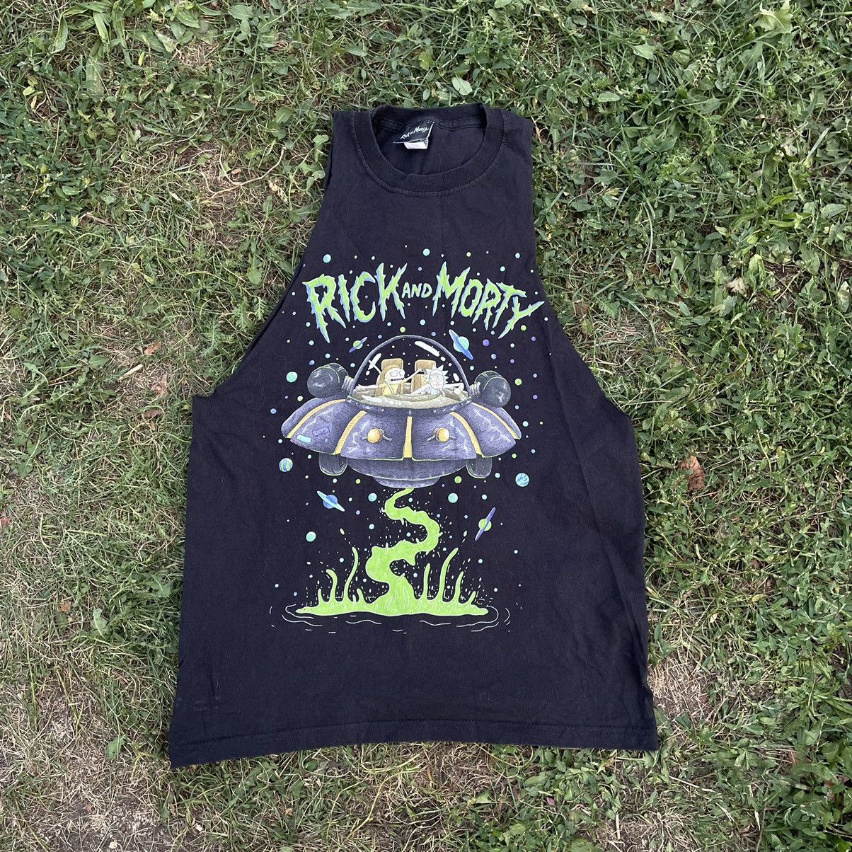 image of Y2K Adult “Rick And Morty ” Spot Marley Humor Tee in Black, Men's (Size Small)