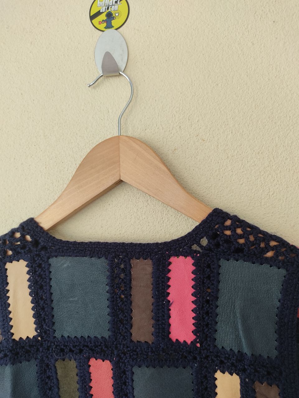 Leather × Vintage Checkered Leather with hand-knitted vest Size US M / EU 48-50 / 2 - 7 Thumbnail