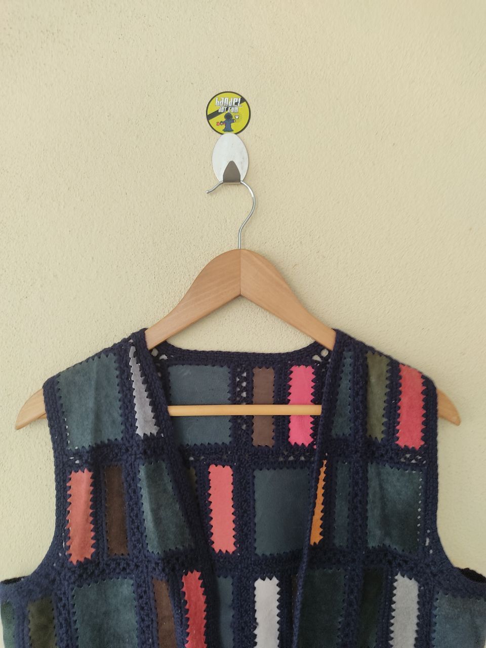 Leather × Vintage Checkered Leather with hand-knitted vest Size US M / EU 48-50 / 2 - 4 Thumbnail