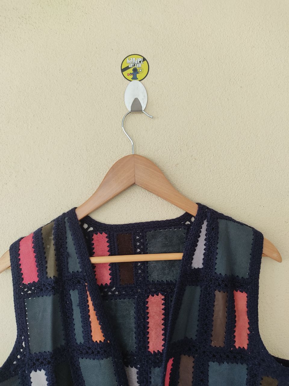 Leather × Vintage Checkered Leather with hand-knitted vest Size US M / EU 48-50 / 2 - 3 Thumbnail