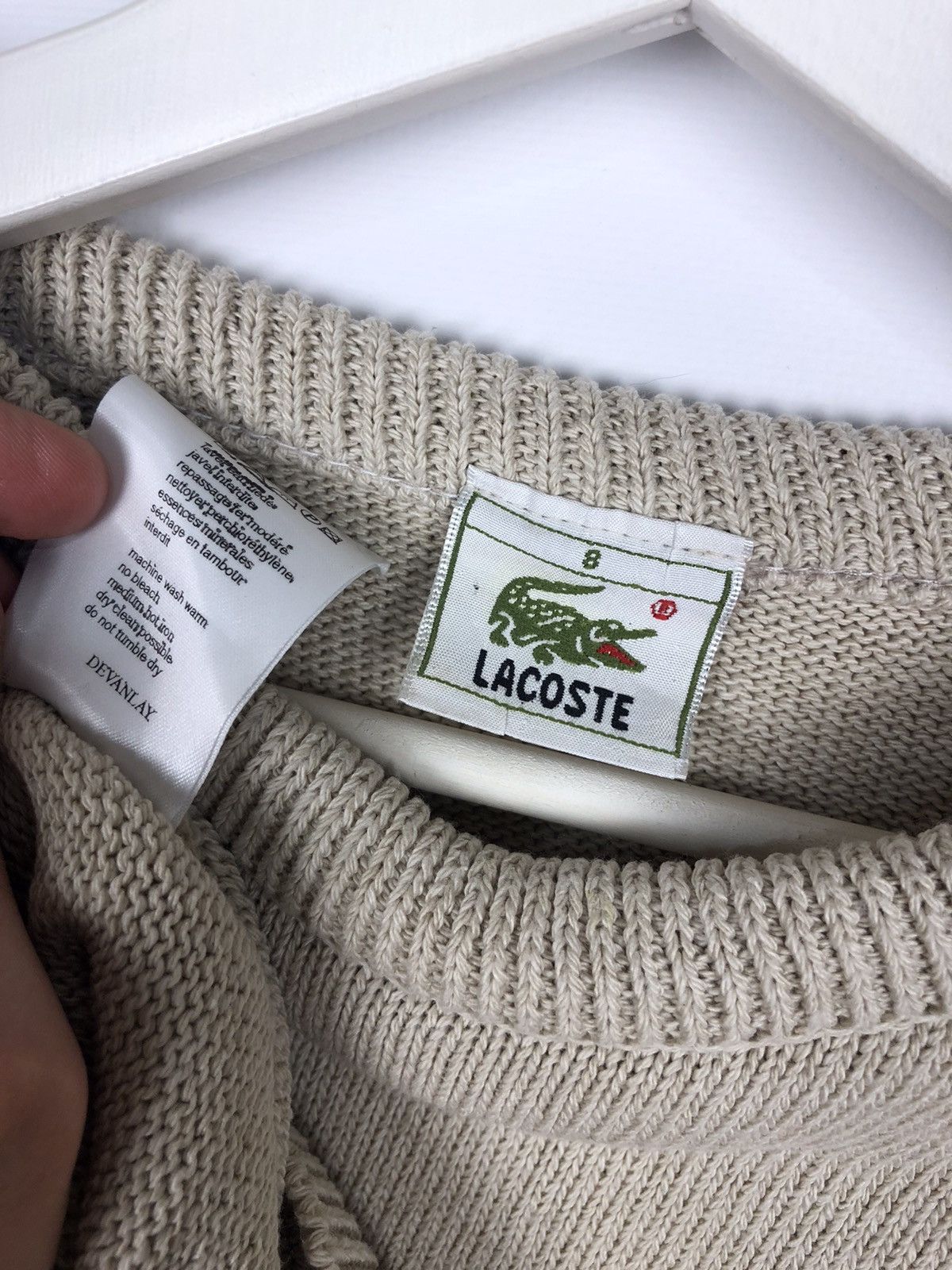 Lacoste Vintage Lacoste Beige Sweater Pullover Jumper Logo size M Size US M / EU 48-50 / 2 - 7 Thumbnail