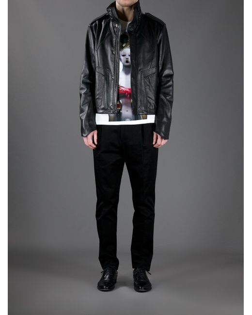 image of Juun J Aw14 Black Leather Jacket.like Undercover Or Givenchy, Men's (Size Medium)