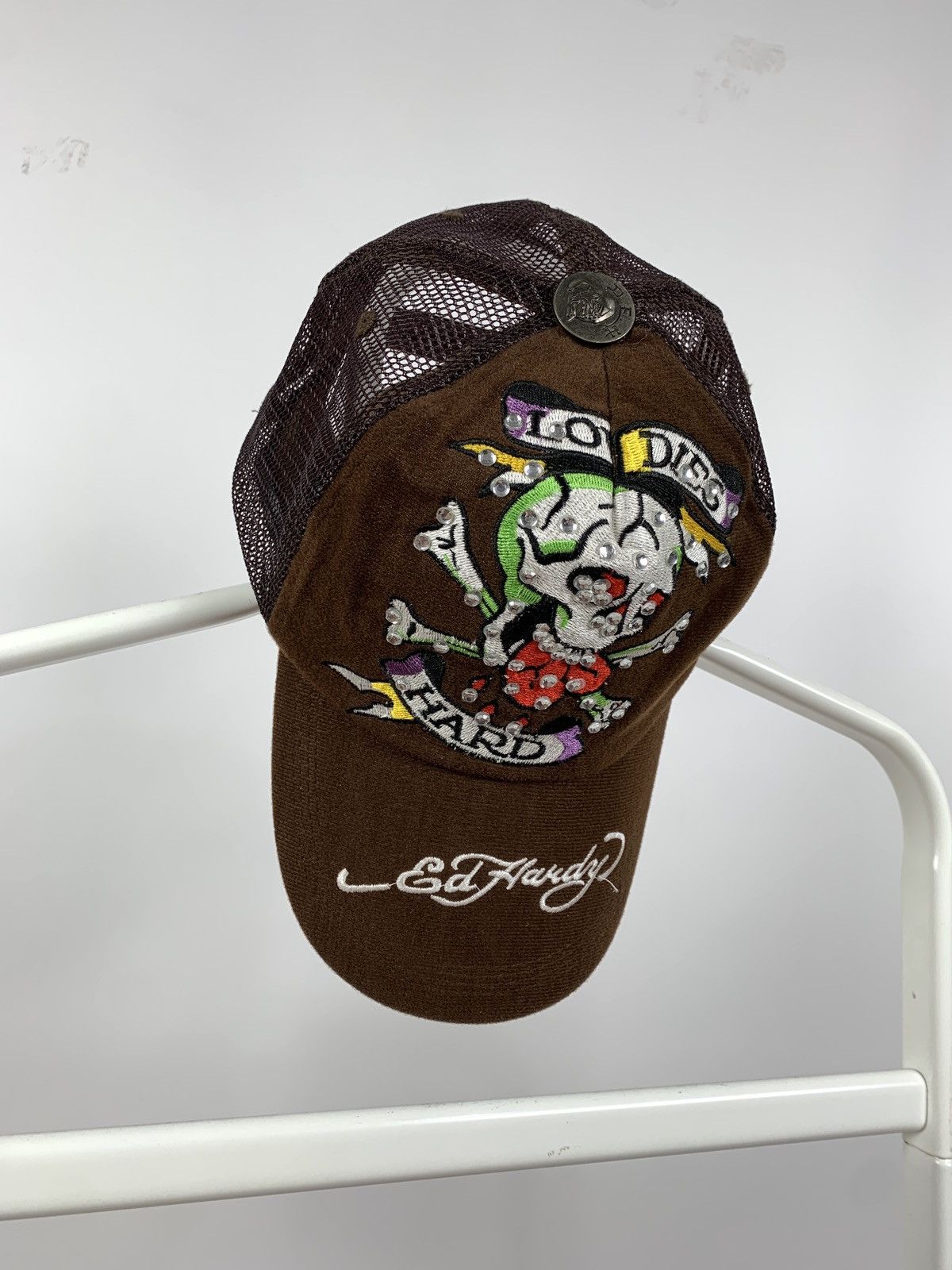 Christian Audigier Vintage Ed Hardy By Christian Audigier Rhinestones Brown Cap Size ONE SIZE - 2 Thumbnail