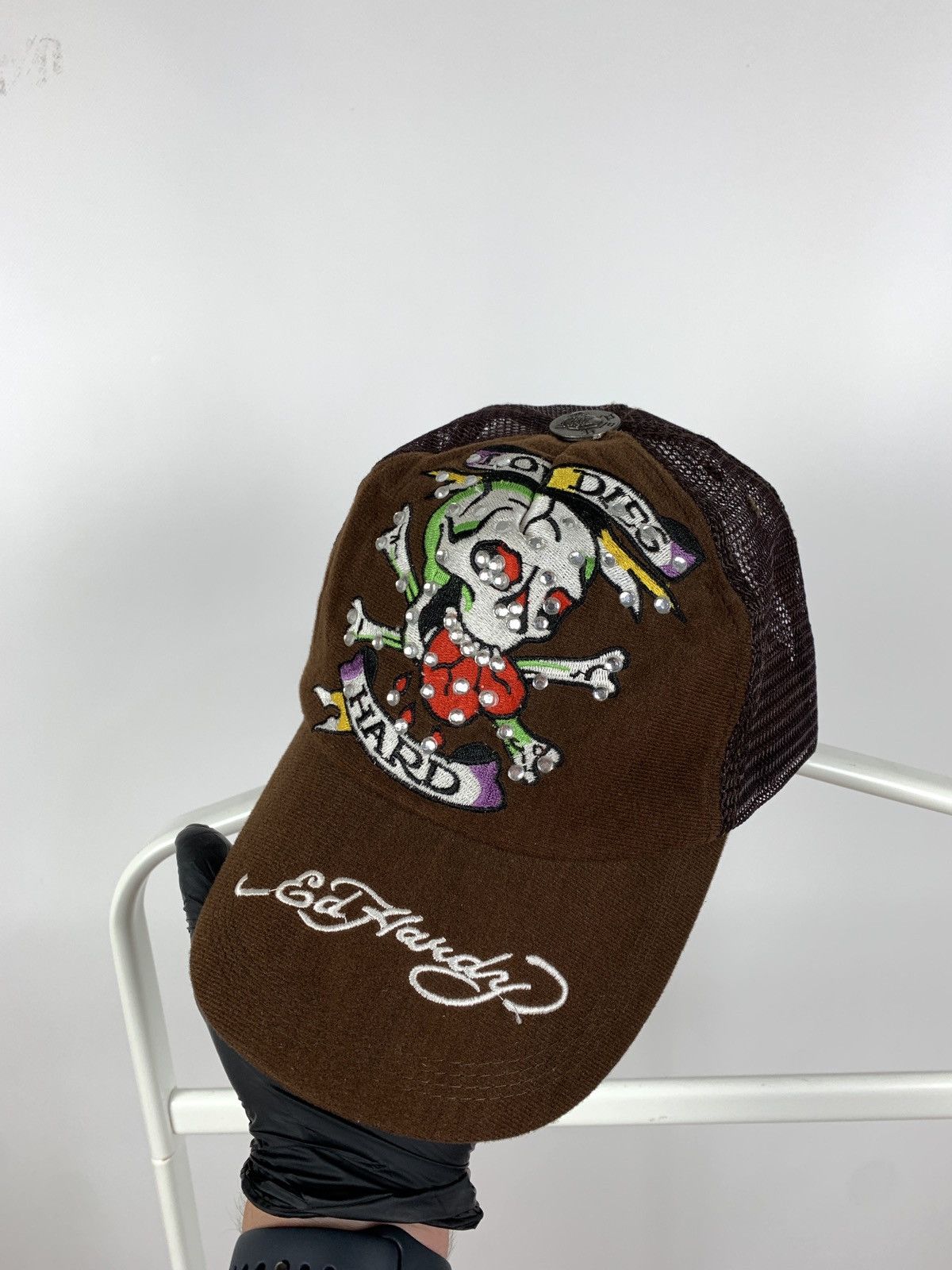 Christian Audigier Vintage Ed Hardy By Christian Audigier Rhinestones Brown Cap Size ONE SIZE - 4 Thumbnail