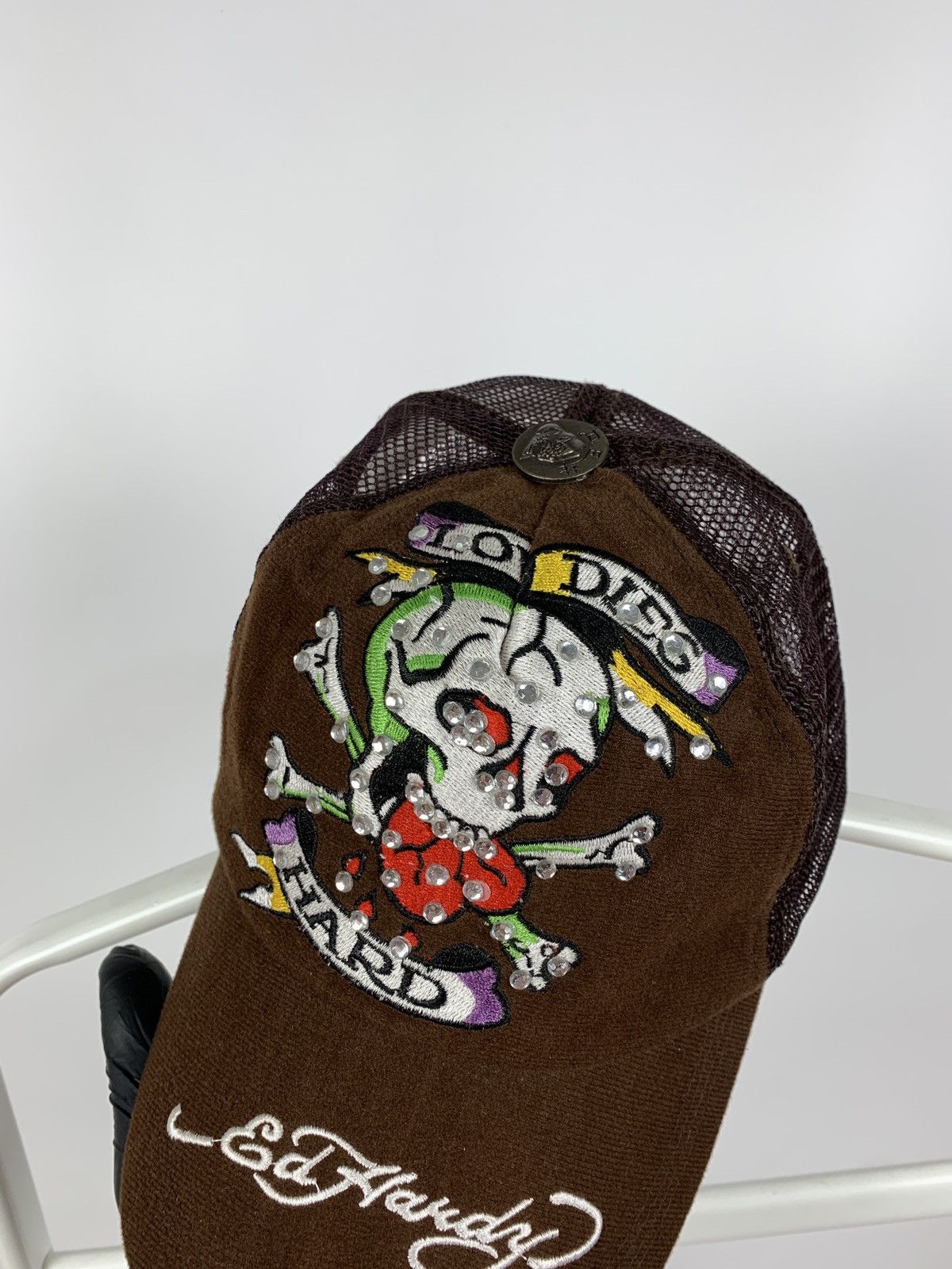 Christian Audigier Vintage Ed Hardy By Christian Audigier Rhinestones Brown Cap Size ONE SIZE - 5 Thumbnail