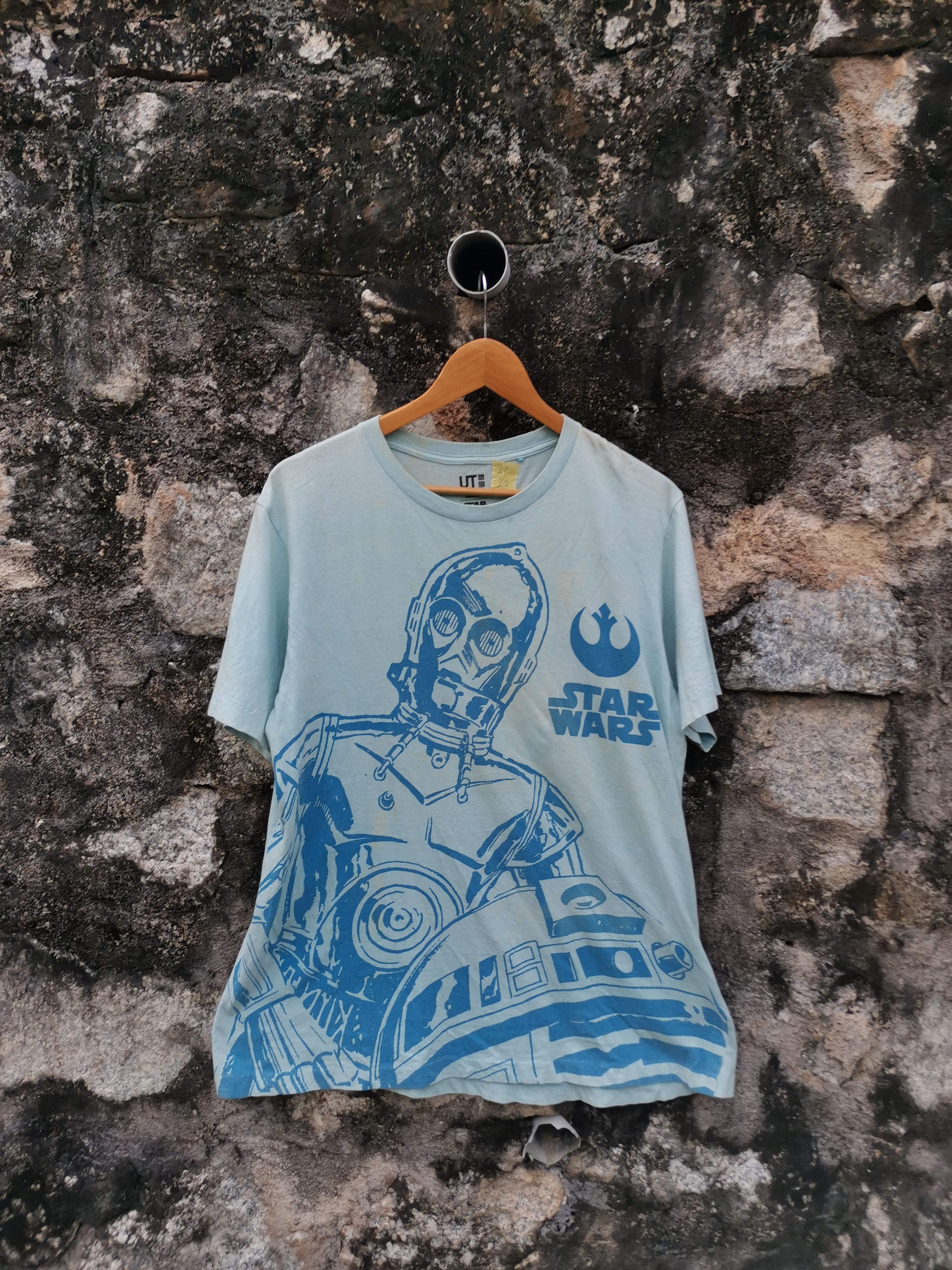 image of Star Wars x Uniqlo Vintage Starwars Vader Overprint Movie Tshirt in Blue, Men's (Size Large)