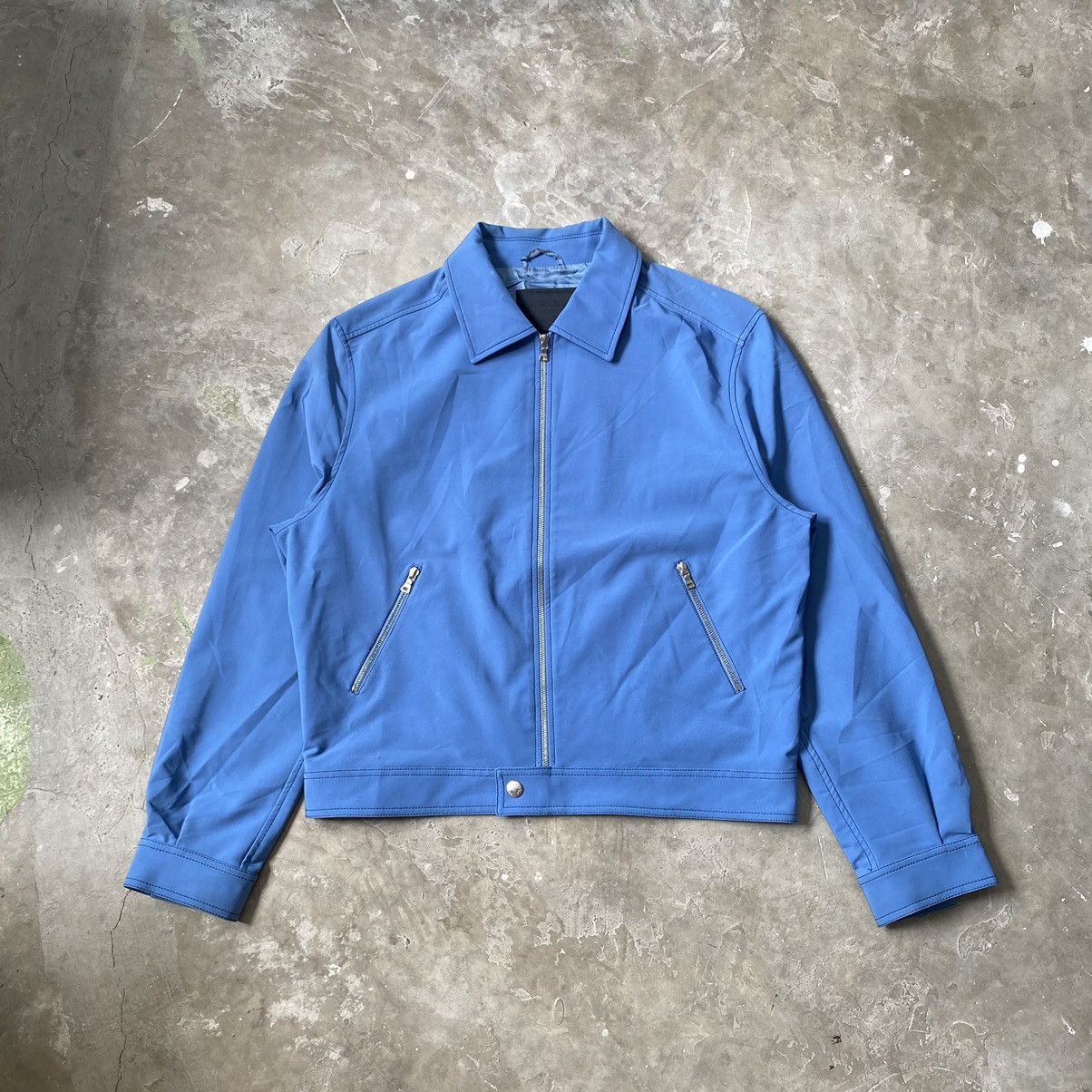 Pre-owned Prada - Nylon Cropped Harrington Jacket In Light Blue